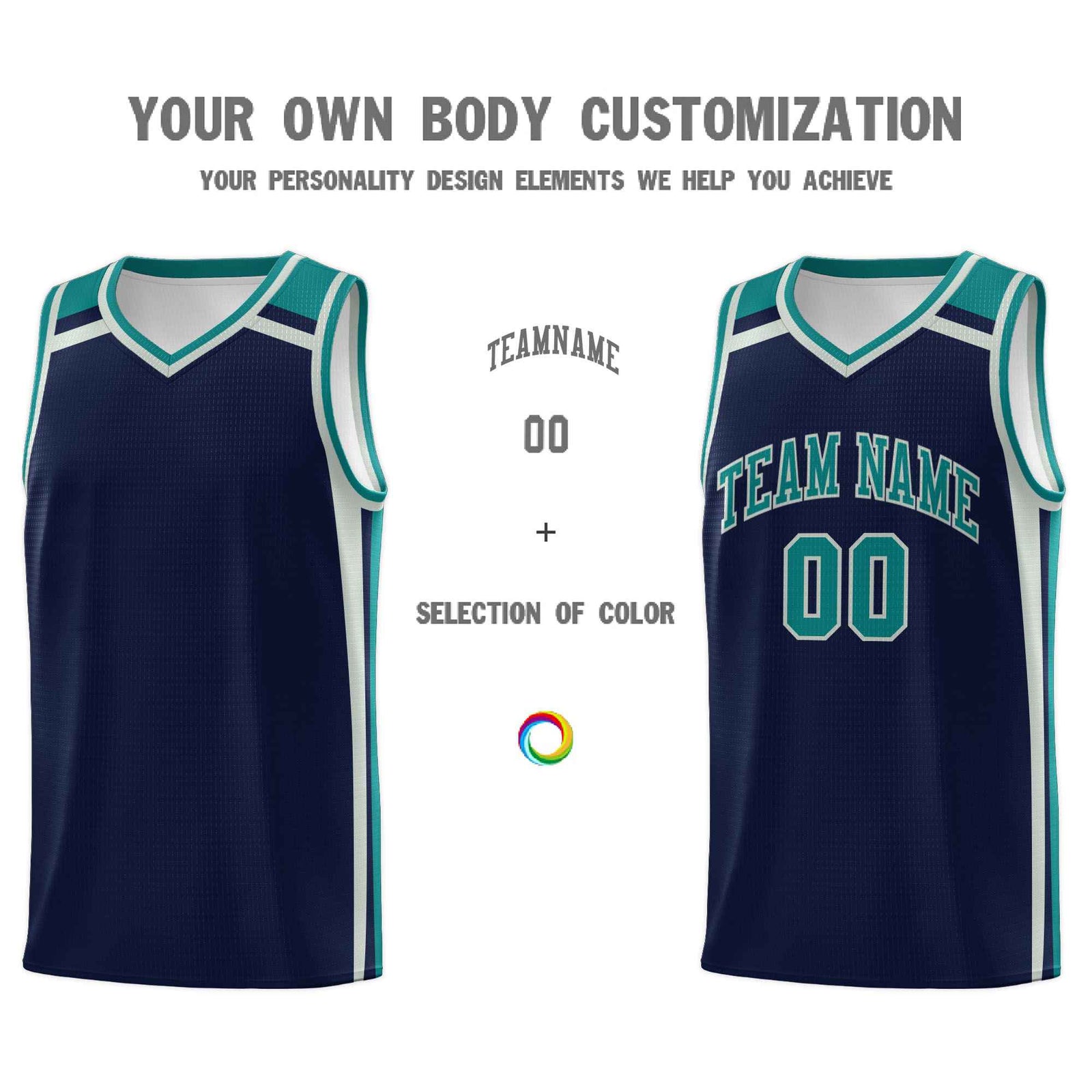 Custom Navy Gray Teal Trendy Color Charge Series Sports Uniform Basketball Jersey