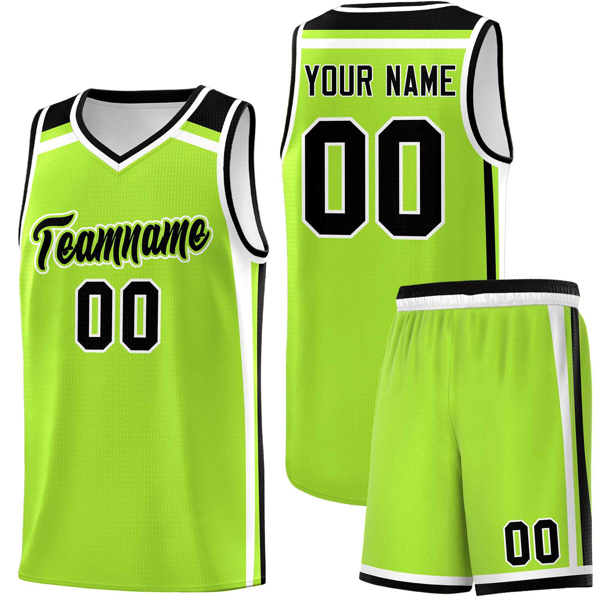 Custom Neon Green White Black Trendy Color Charge Series Sports Uniform Basketball Jersey