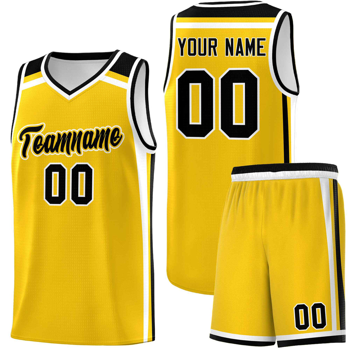 Custom Gold Black White Trendy Color Charge Series Sports Uniform Basketball Jersey