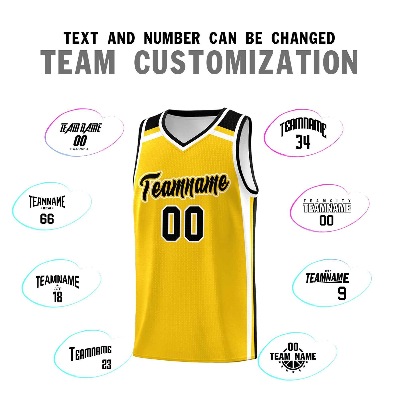 Custom Gold Black White Trendy Color Charge Series Sports Uniform Basketball Jersey