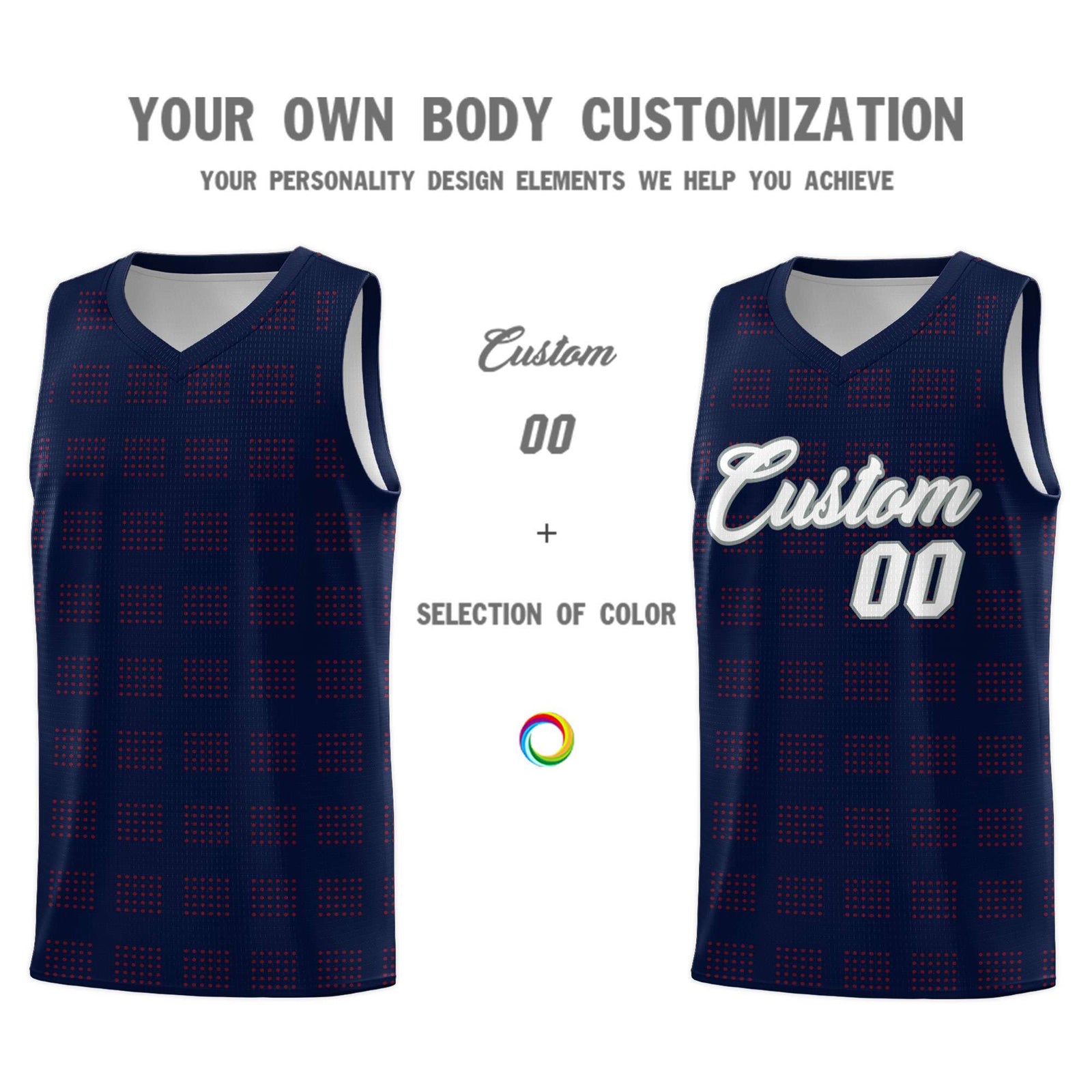 Custom Navy Red Trailblazer Dot Pattern Sports Uniform Basketball Jersey