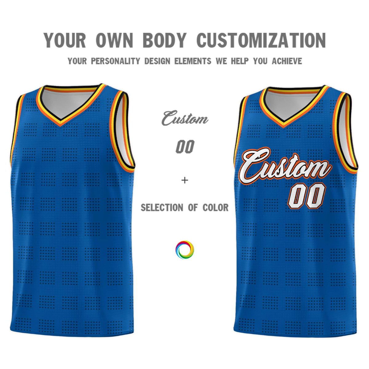 Custom Royal Black Trailblazer Dot Pattern Sports Uniform Basketball Jersey