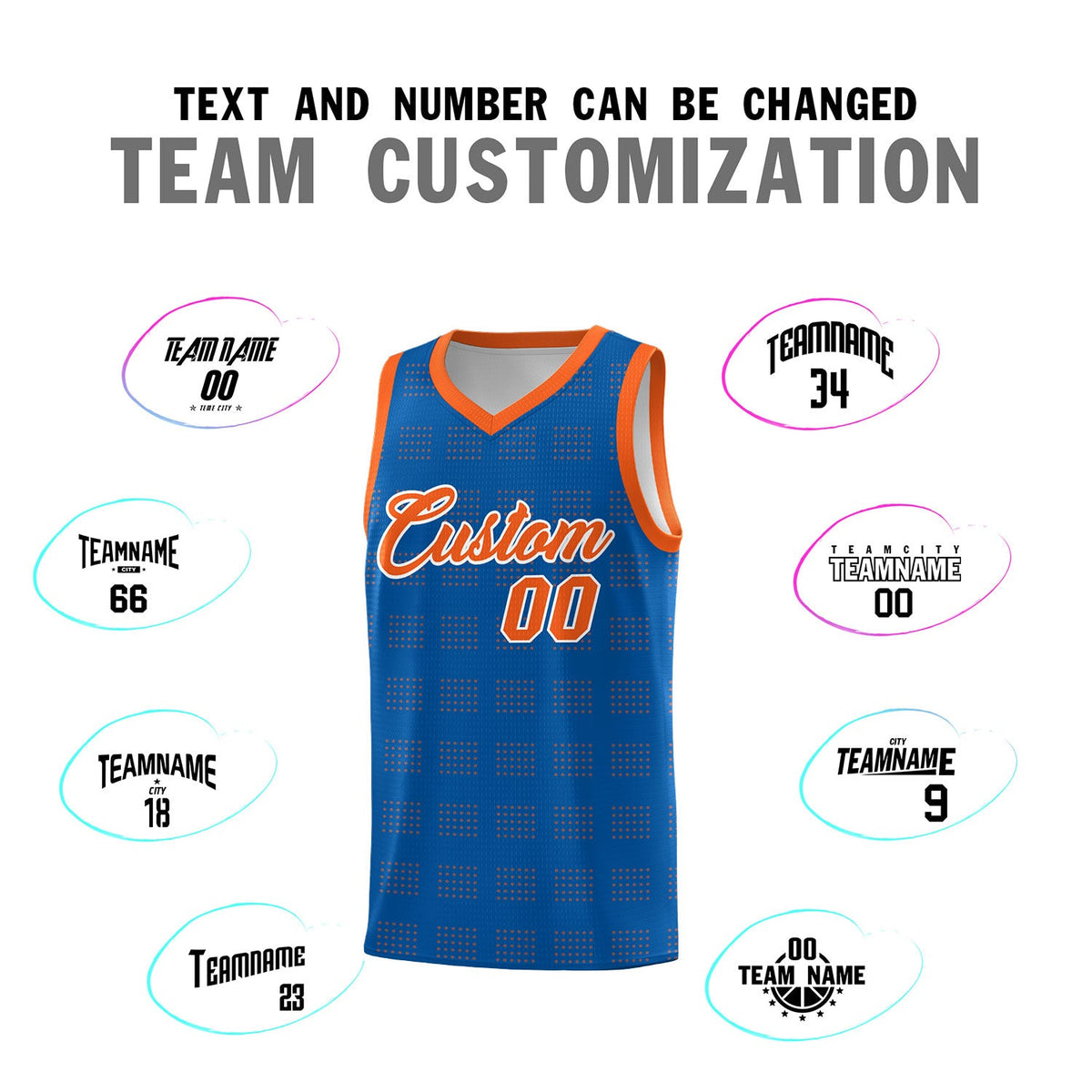 Custom Royal Orange Trailblazer Dot Pattern Sports Uniform Basketball Jersey