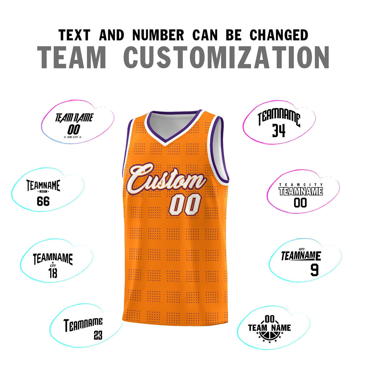 Custom Orange Purple Trailblazer Dot Pattern Sports Uniform Basketball Jersey
