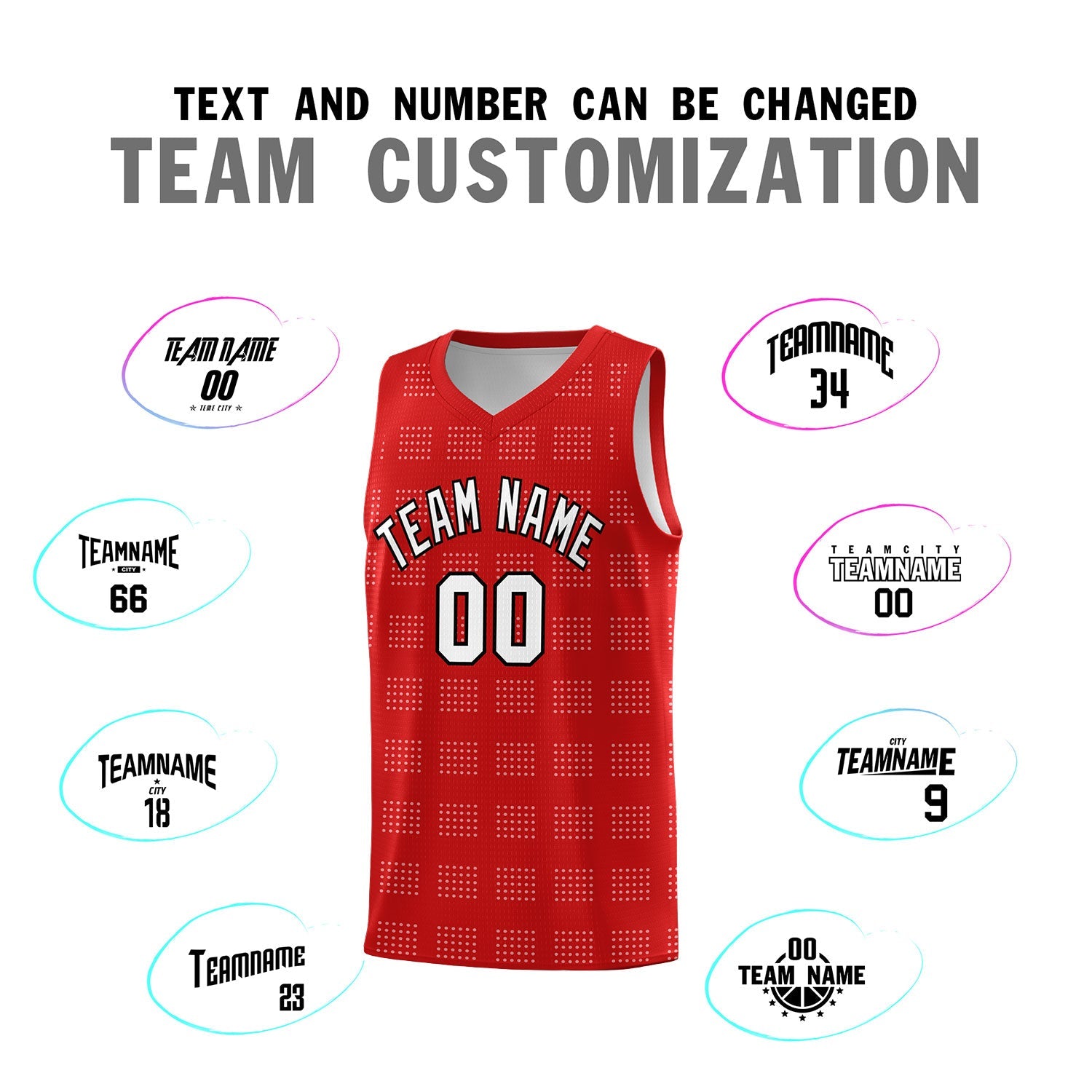 Custom Red White Trailblazer Dot Pattern Sports Uniform Basketball Jersey