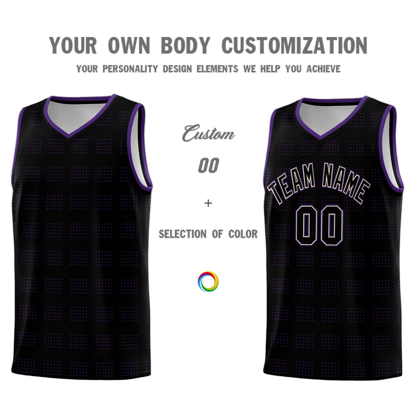 Custom Black Purple Trailblazer Dot Pattern Sports Uniform Basketball Jersey