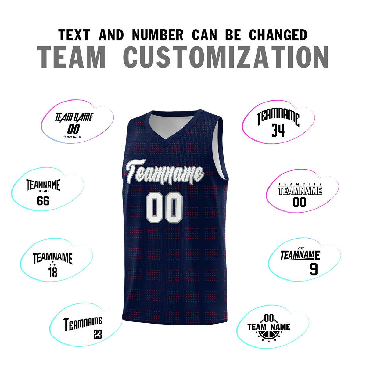 Custom Navy Red Trailblazer Dot Pattern Sports Uniform Basketball Jersey