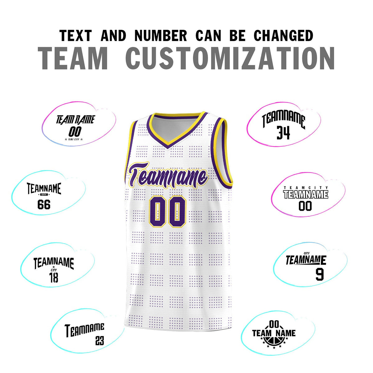 Custom White Purple Trailblazer Dot Pattern Sports Uniform Basketball Jersey