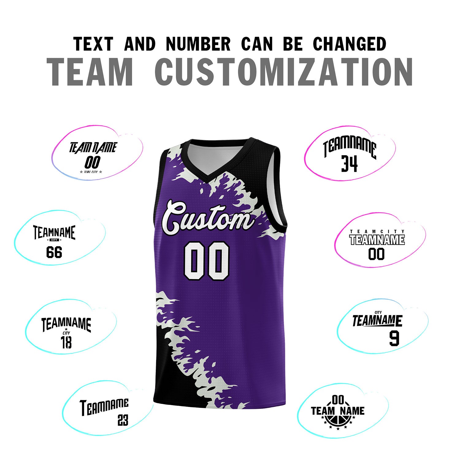 Custom Purple Black-Gray Sparkle Print Pattern Basketball Kits