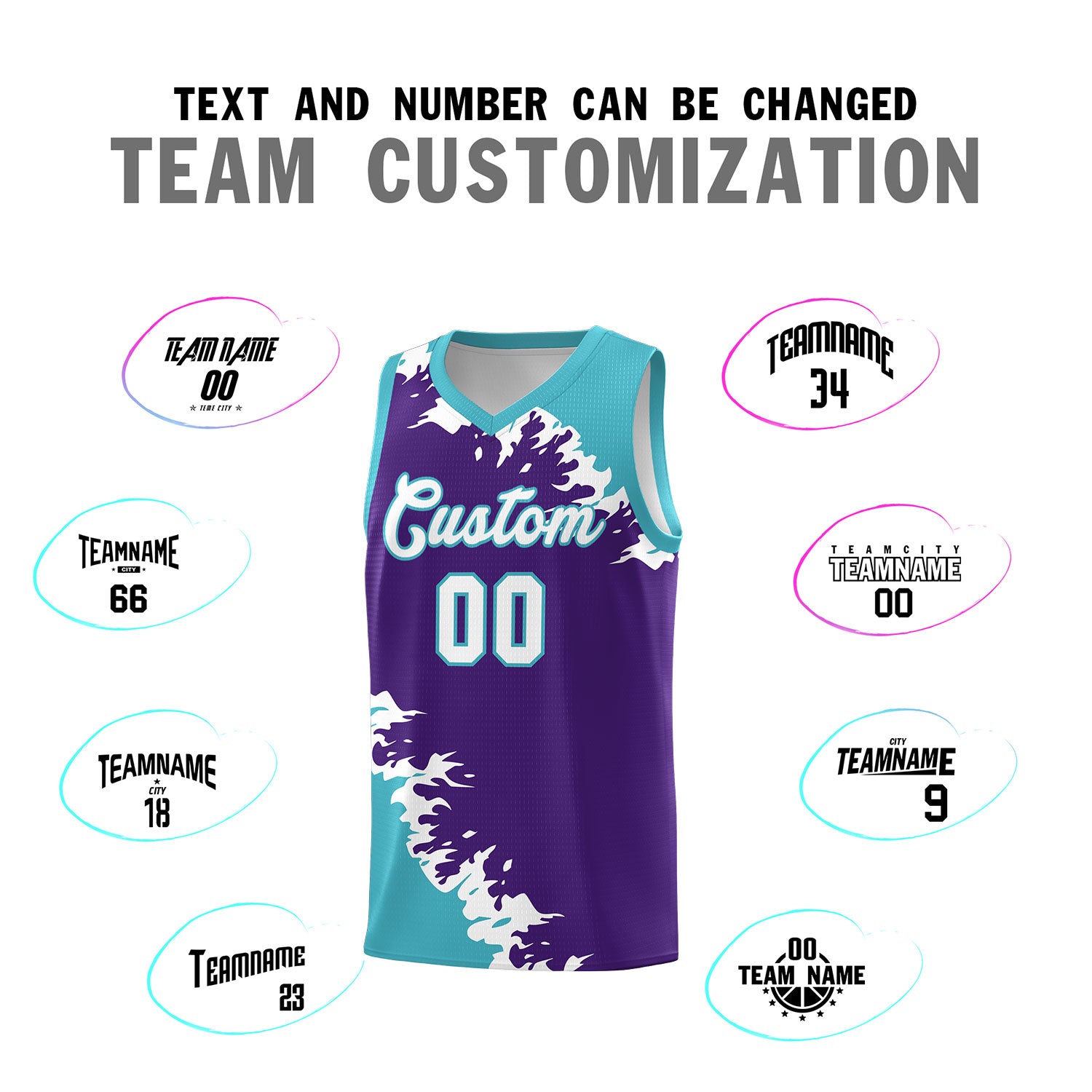 Custom Purple Sky Blue-White Sparkle Print Pattern Basketball Kits