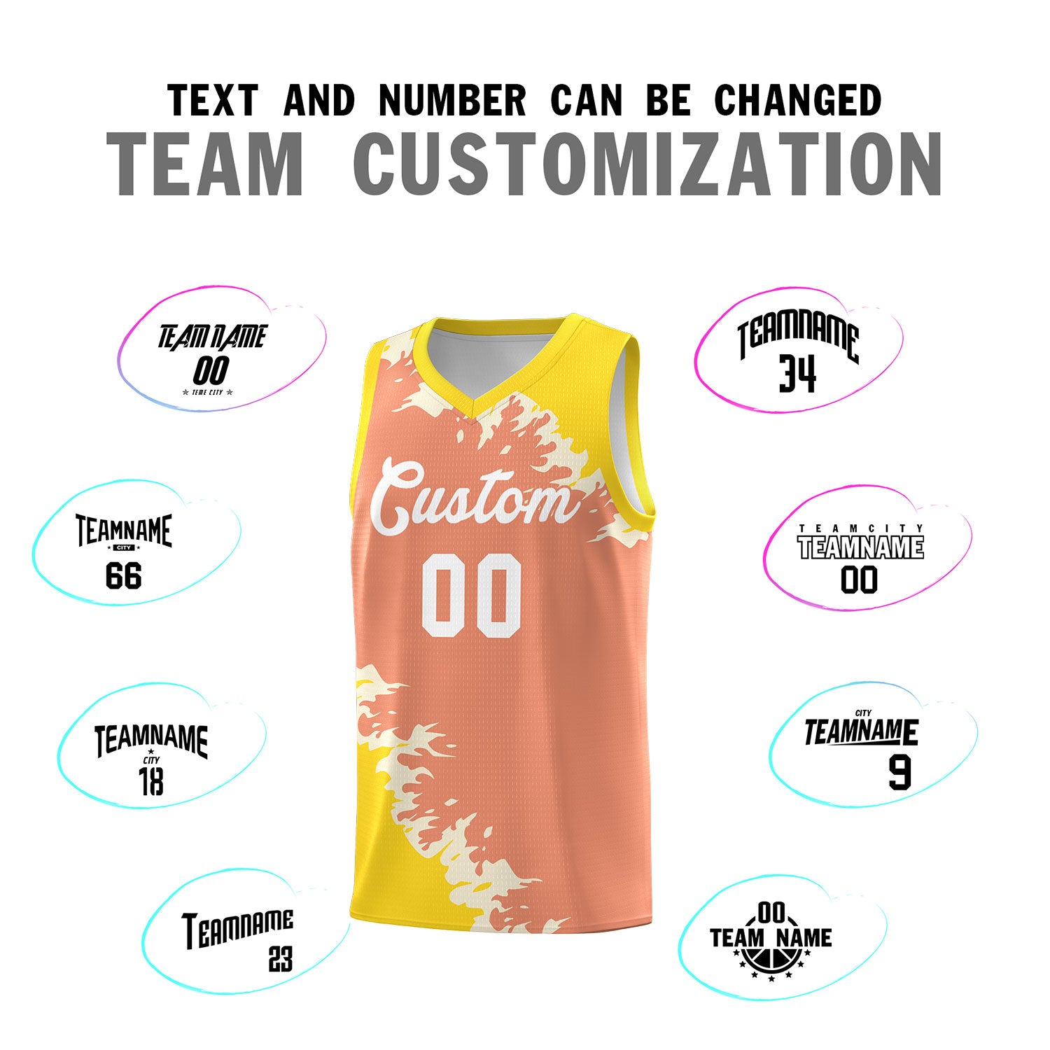 Custom Light Orange Gold-Cream Sparkle Print Pattern Basketball Kits