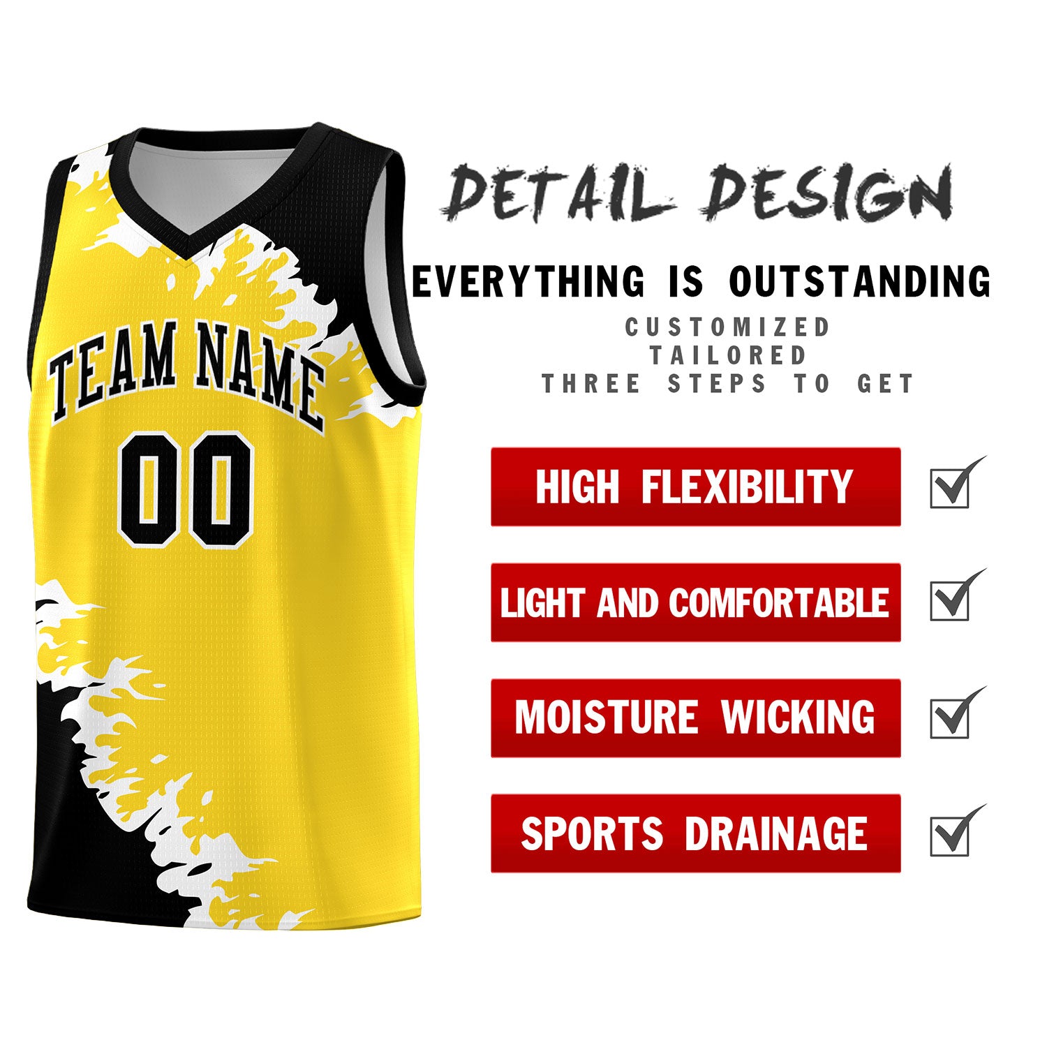 Custom Gold Black-White Sparkle Print Pattern Basketball Kits