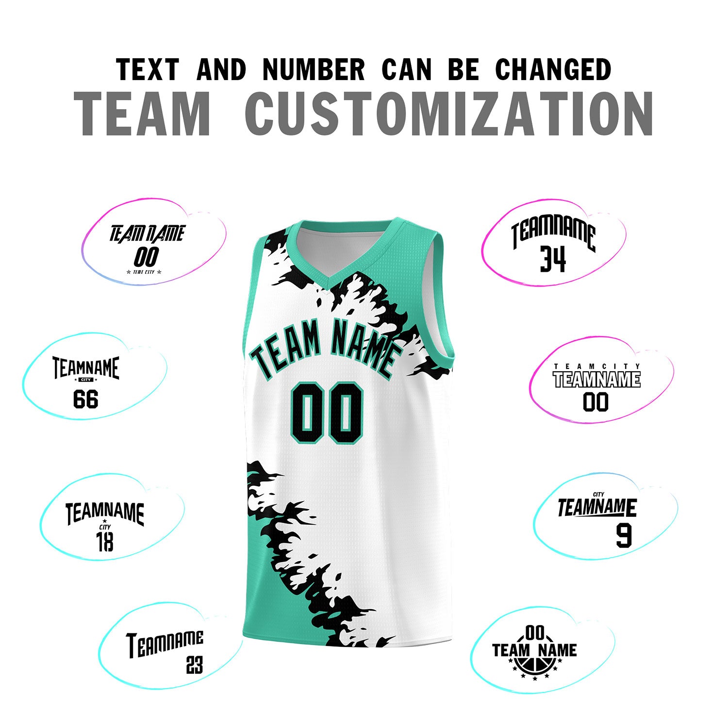 Custom White Black-Bright Green Sparkle Print Pattern Basketball Kits