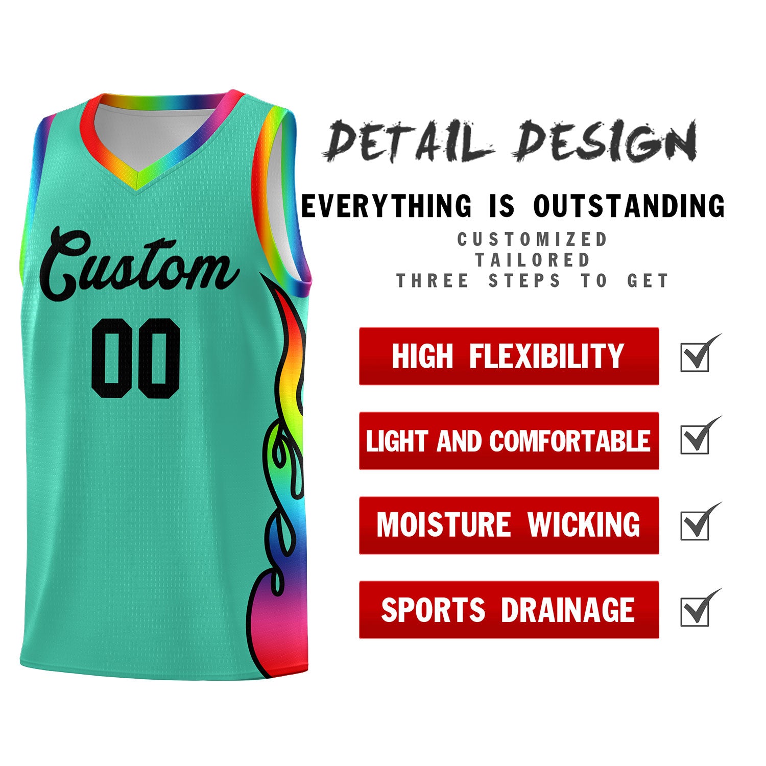 Custom Bright Green Side Flame Pattern Fashion Sports Uniform Basketball Jersey