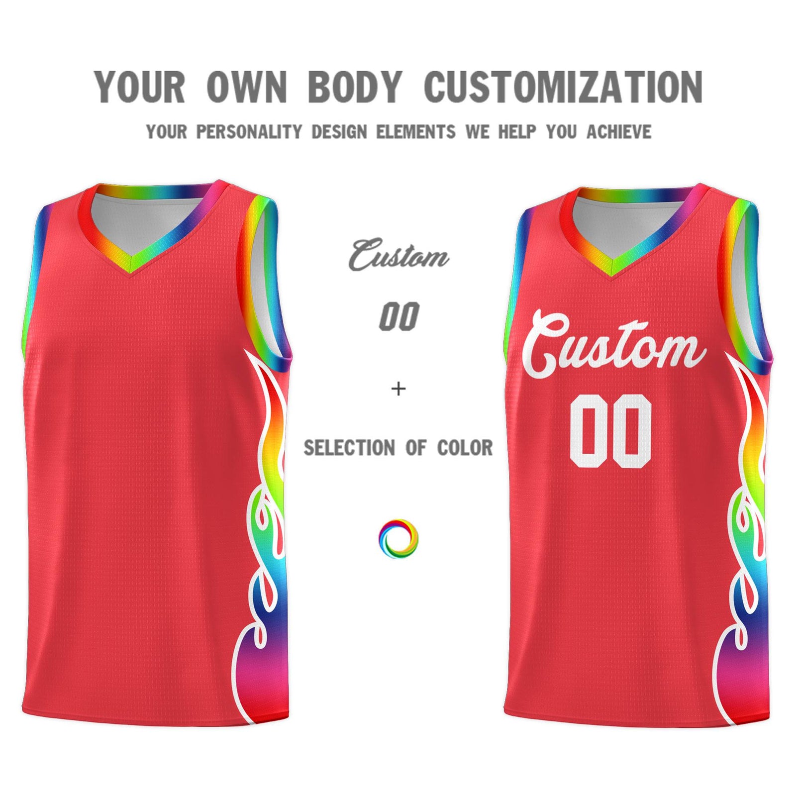 Custom Light Red Side Flame Pattern Fashion Sports Uniform Basketball Jersey