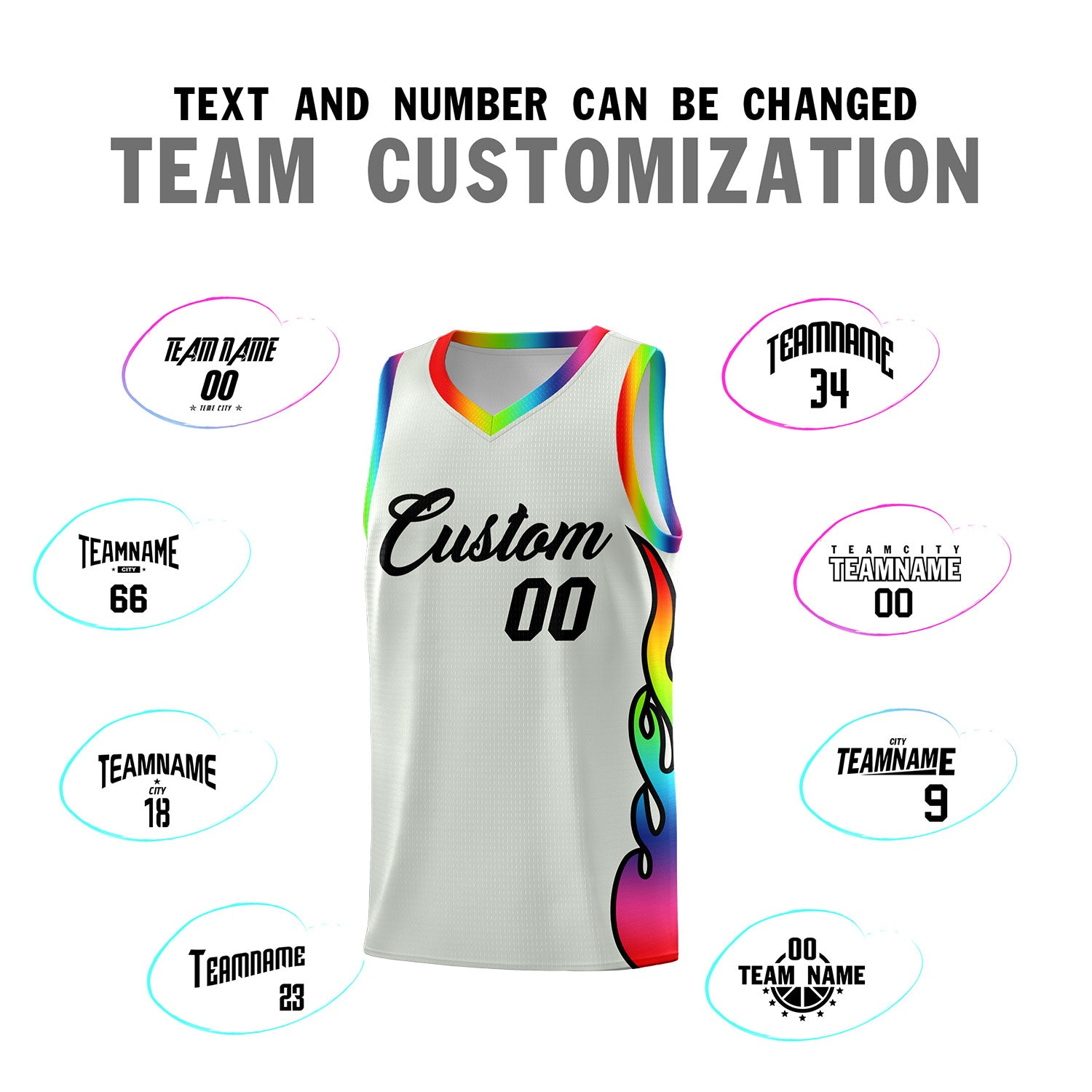 Custom Gray Side Flame Pattern Fashion Sports Uniform Basketball Jersey