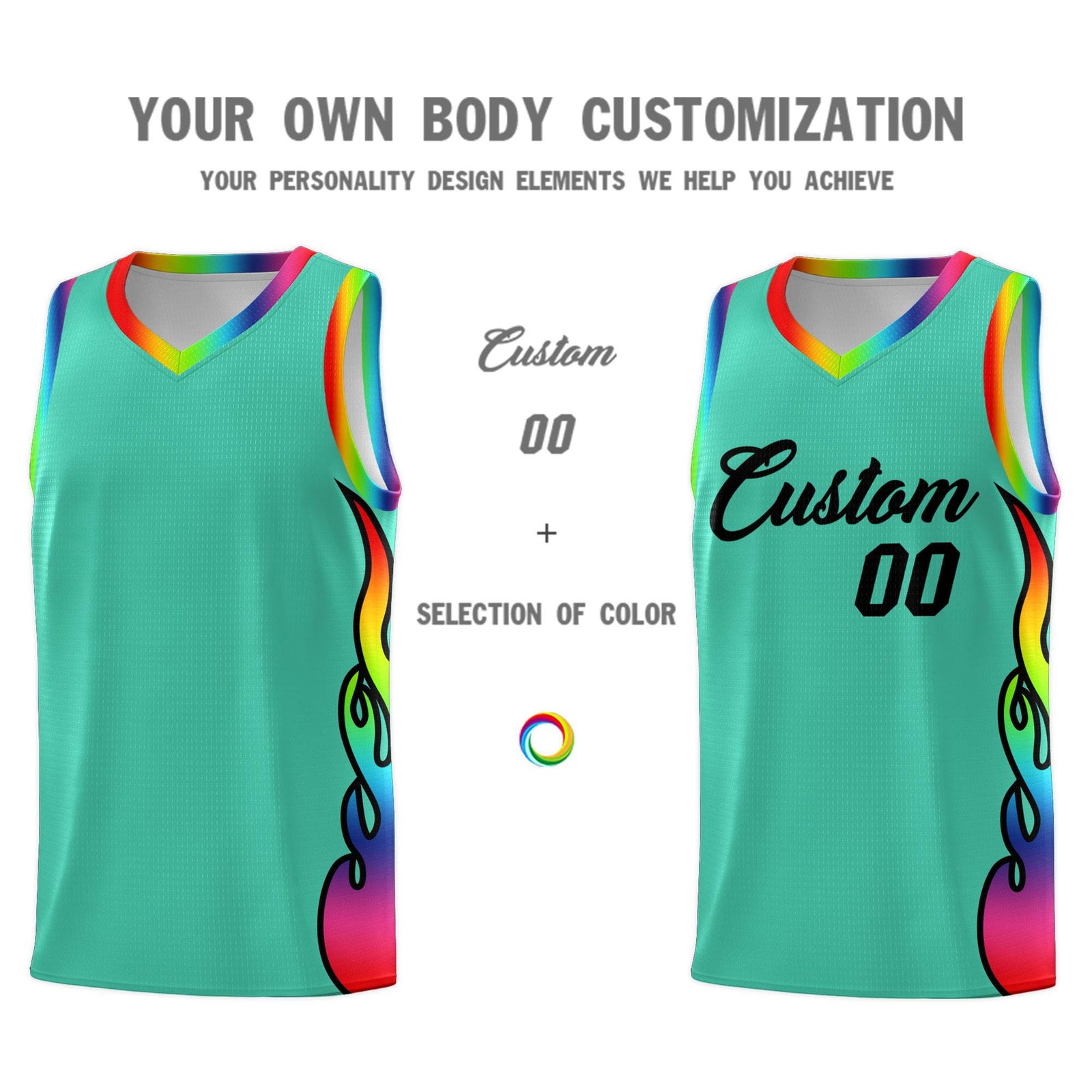 Custom Bright Green Side Flame Pattern Fashion Sports Uniform Basketball Jersey