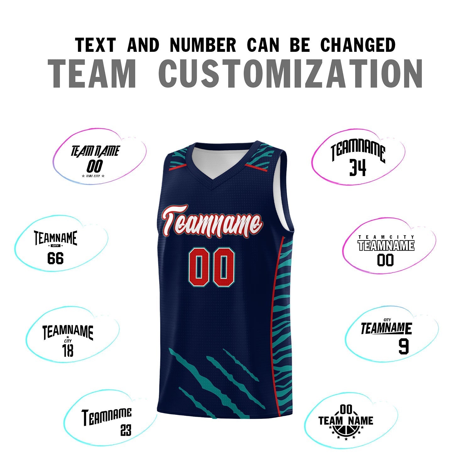 Custom Navy Personalized Tiger Claw Pattern Sports Uniform Basketball Jersey