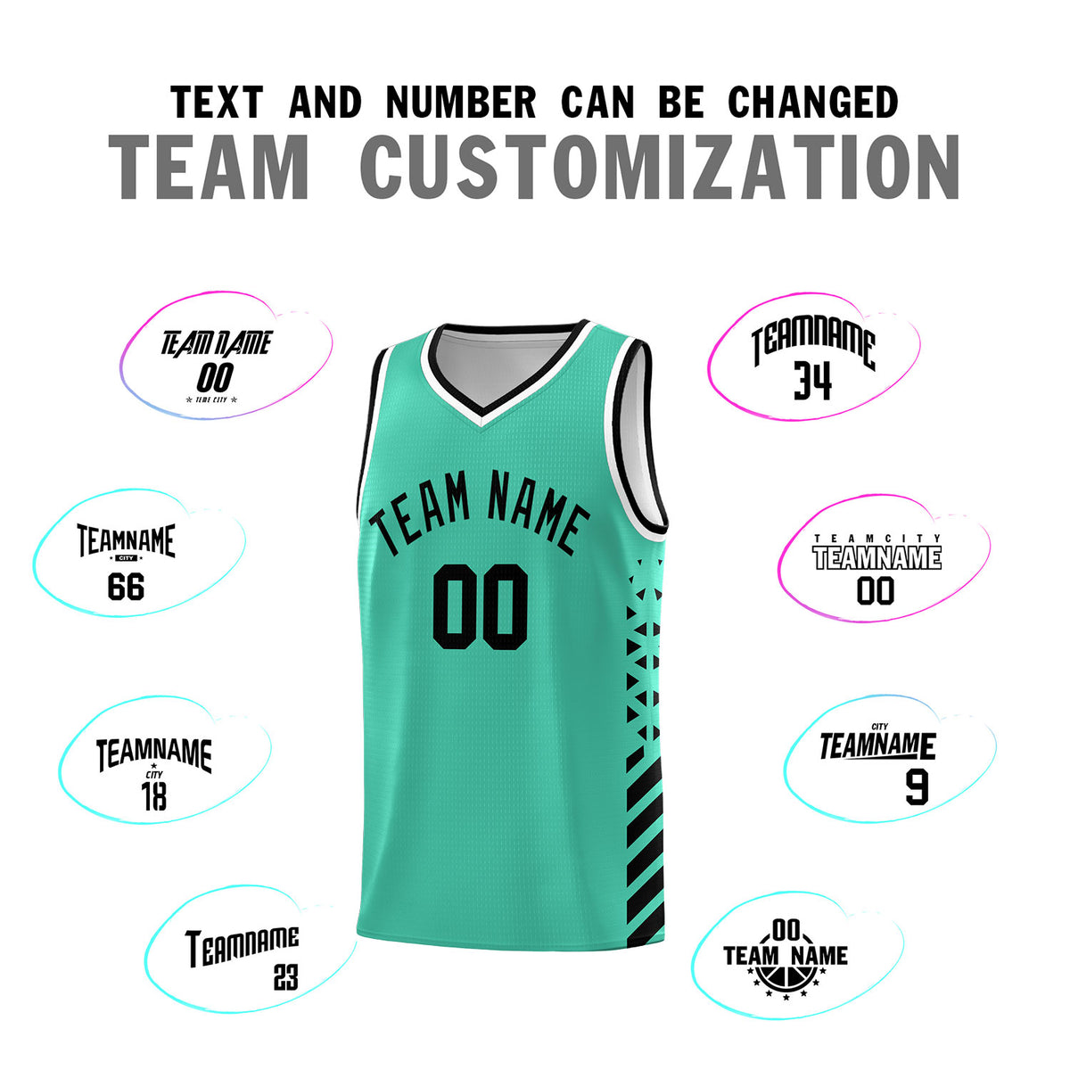 Custom Bright Green Basketball Kits With Side Black Diamond Stripe Pattern