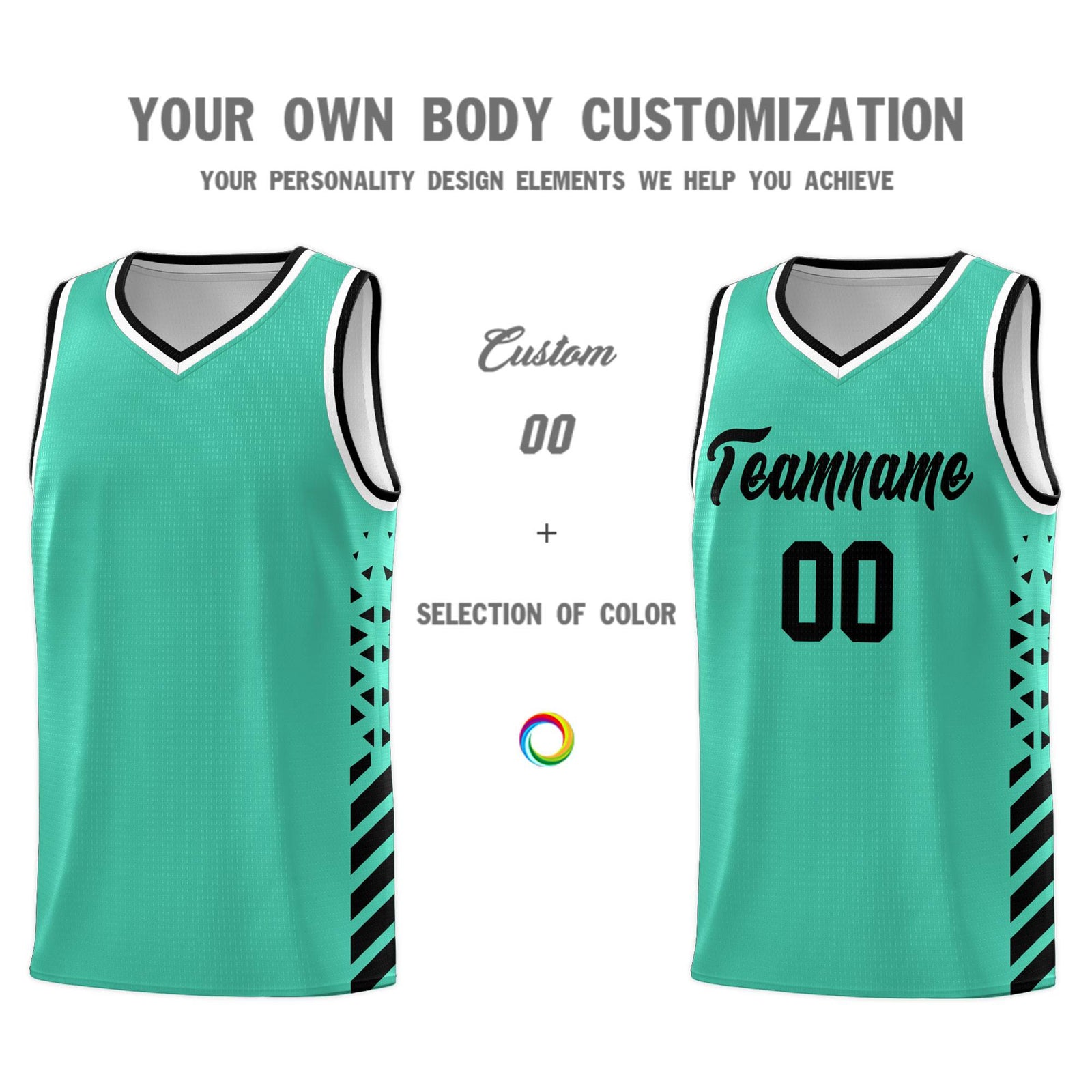 Custom Bright Green Basketball Kits With Side Black Diamond Stripe Pattern
