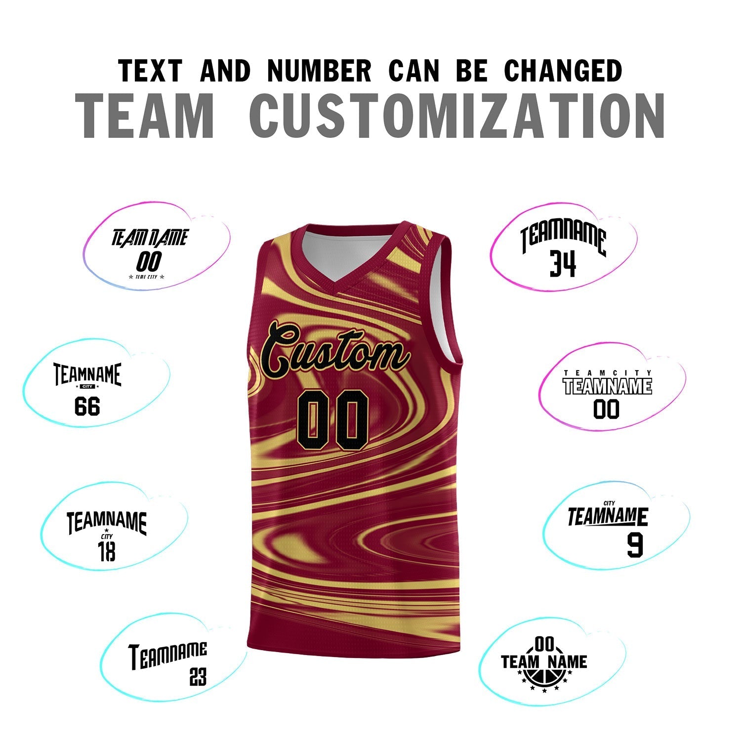 Custom Crimson Khaki Graffiti Pattern Fluids Style Sports Uniform Basketball Jersey Sets