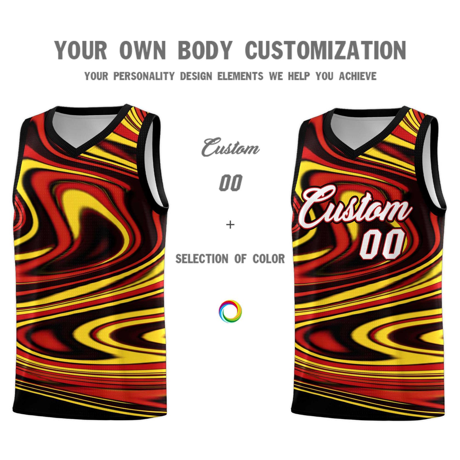 Custom Black Red Graffiti Pattern Fluids Style Sports Uniform Basketball Jersey Sets