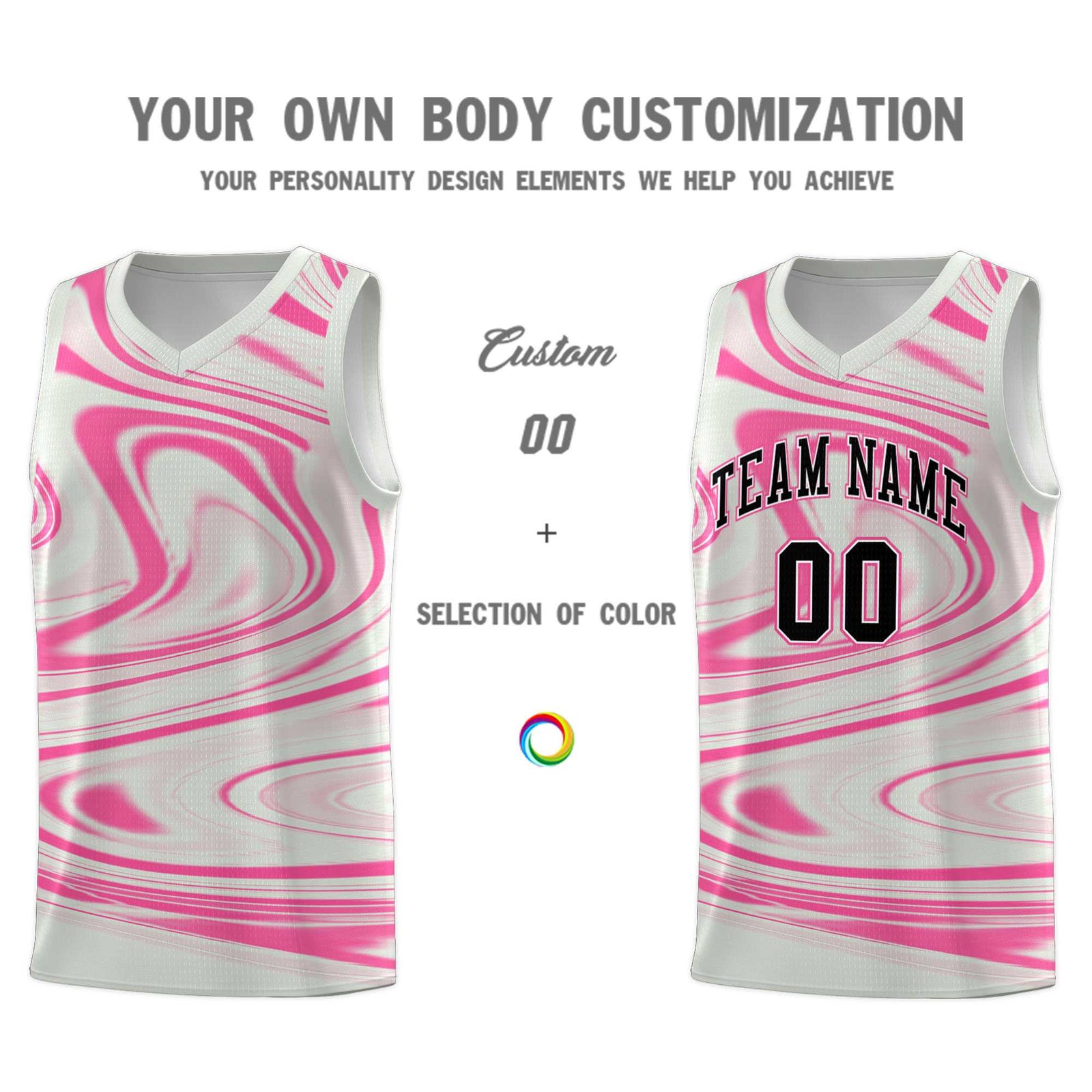 Custom Gray Pink Graffiti Pattern Fluids Style Sports Uniform Basketball Jersey Sets