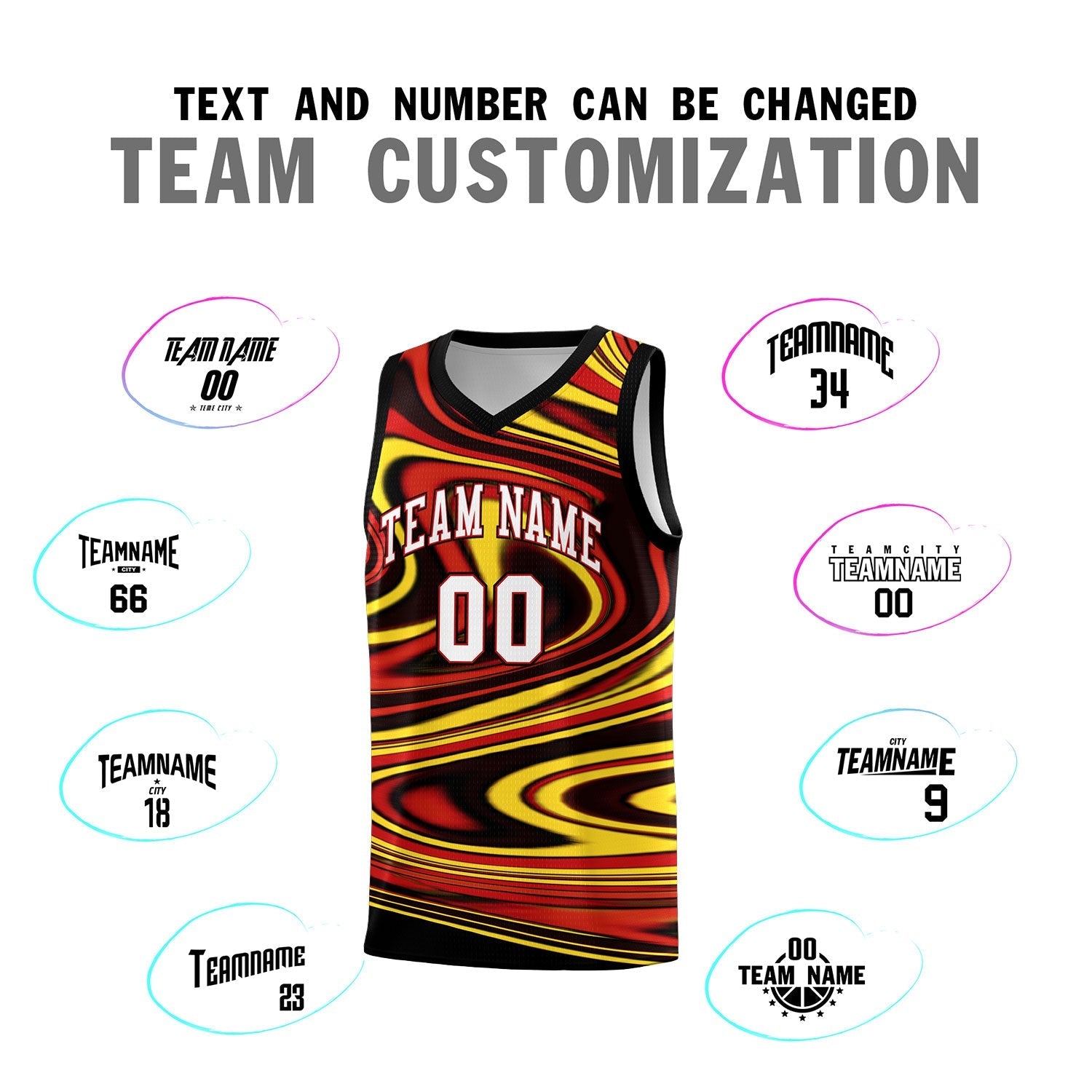 Custom Black Red Graffiti Pattern Fluids Style Sports Uniform Basketball Jersey Sets