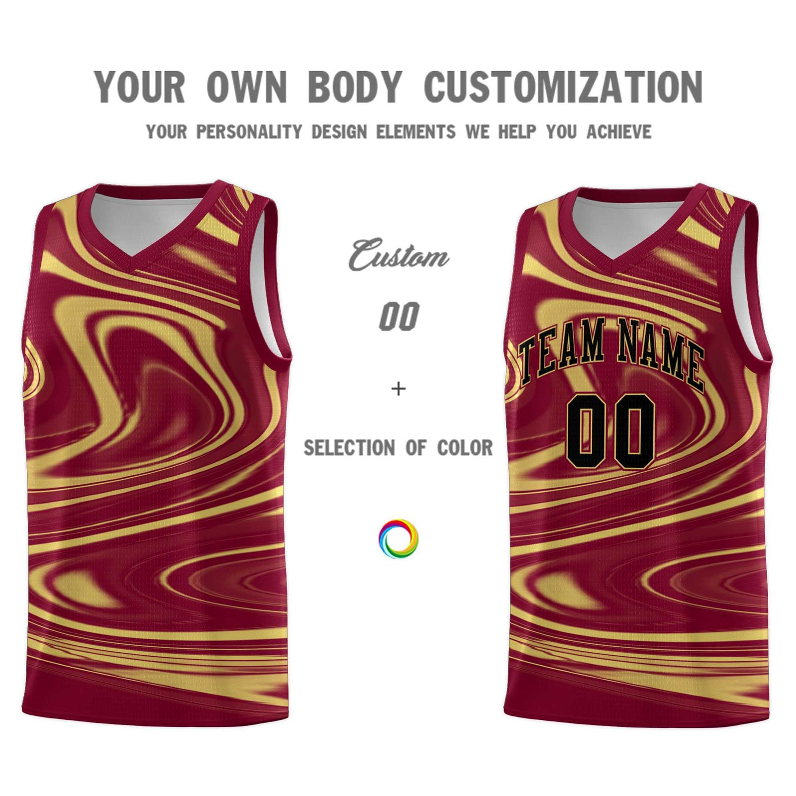 Custom Crimson Khaki Graffiti Pattern Fluids Style Sports Uniform Basketball Jersey Sets