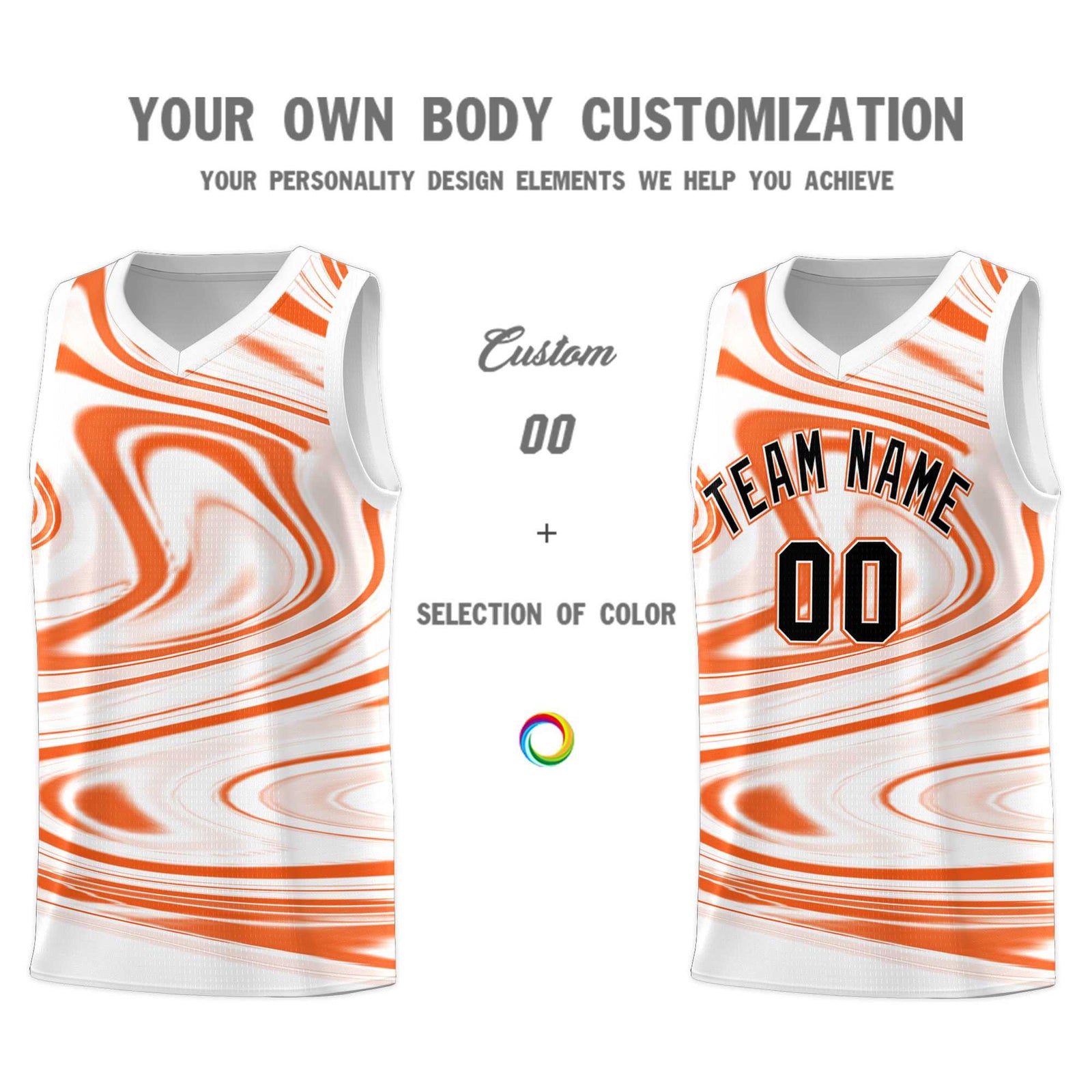 Custom White Orange Graffiti Pattern Fluids Style Sports Uniform Basketball Jersey Sets