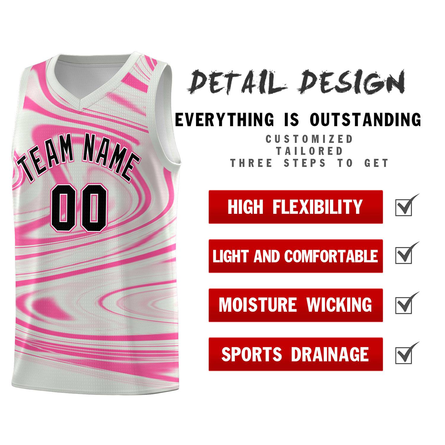 Custom Gray Pink Graffiti Pattern Fluids Style Sports Uniform Basketball Jersey Sets