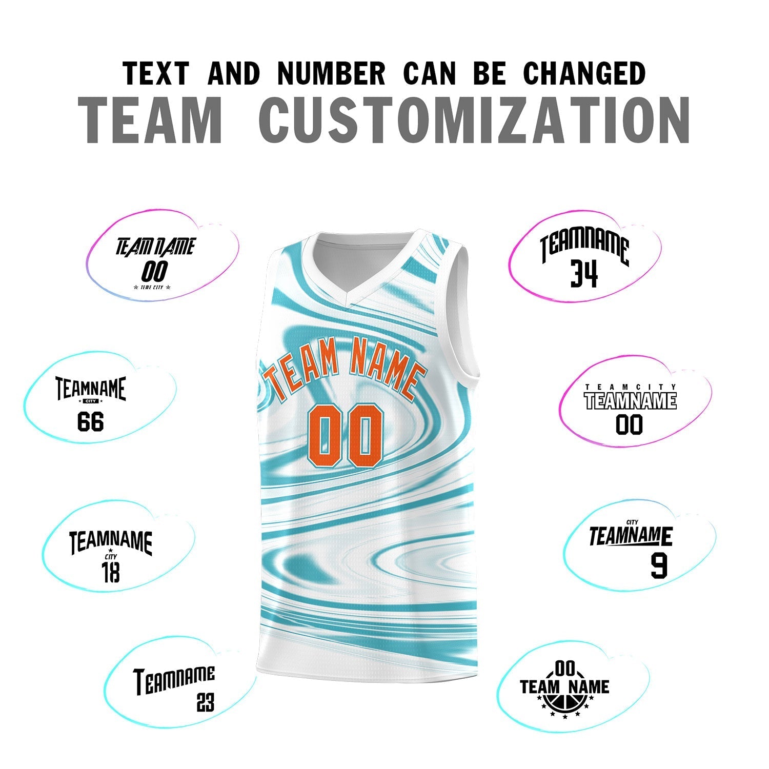 Custom White Aqua Graffiti Pattern Fluids Style Sports Uniform Basketball Jersey Sets