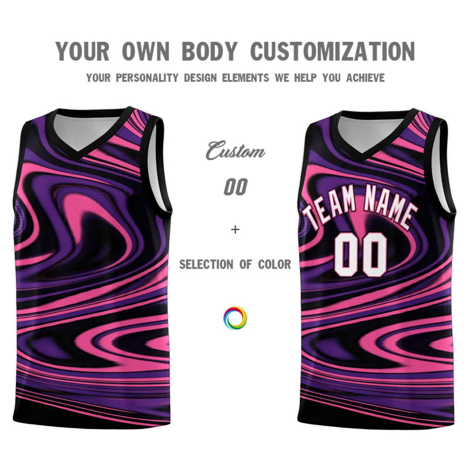 Custom Black Purple Graffiti Pattern Fluids Style Sports Uniform Basketball Jersey Sets