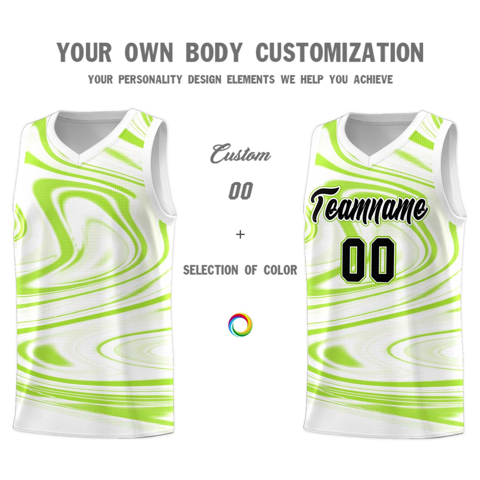 Custom White Light Green Graffiti Pattern Fluids Style Sports Uniform Basketball Jersey Sets