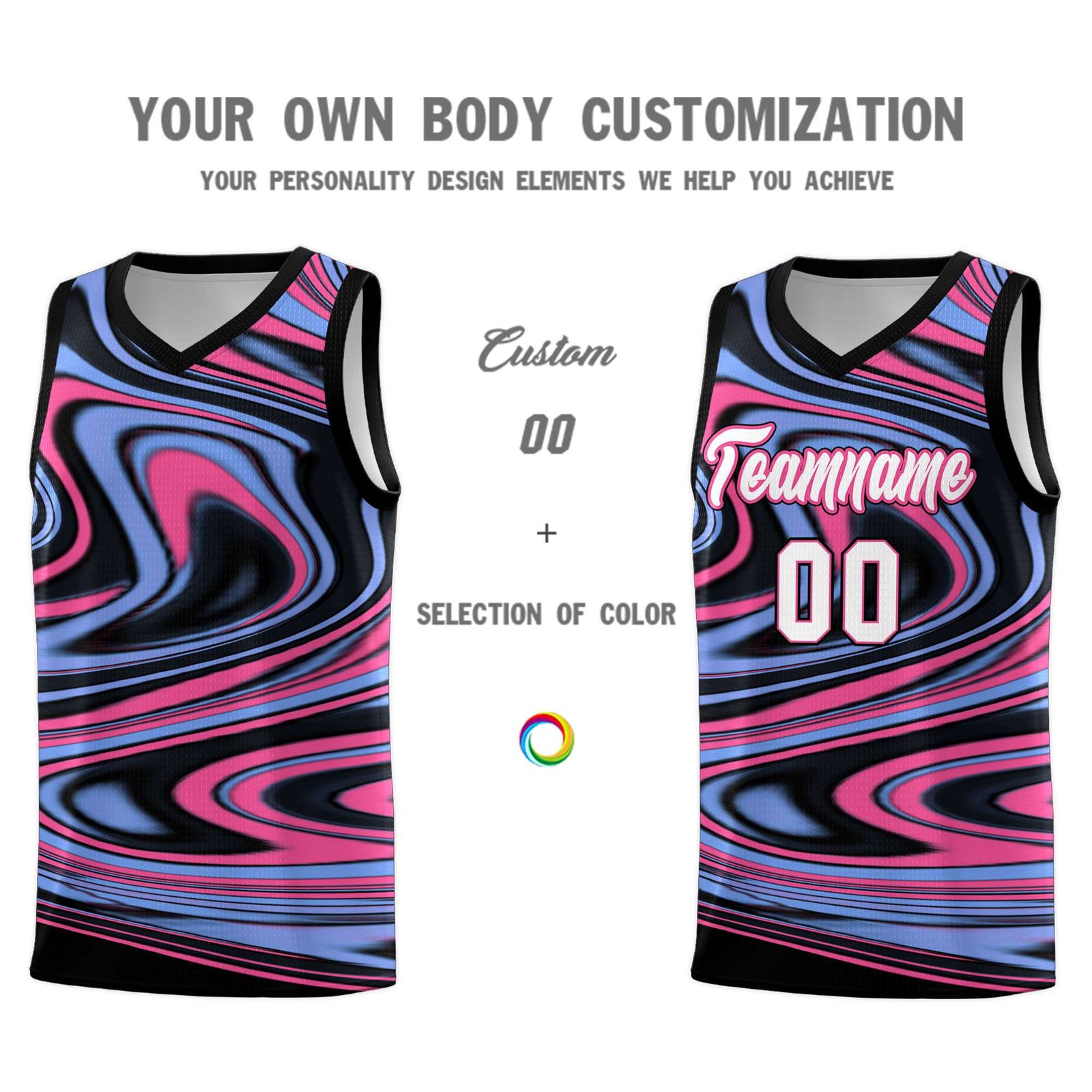 Custom Black Light Blue Graffiti Pattern Fluids Style Sports Uniform Basketball Jersey Sets