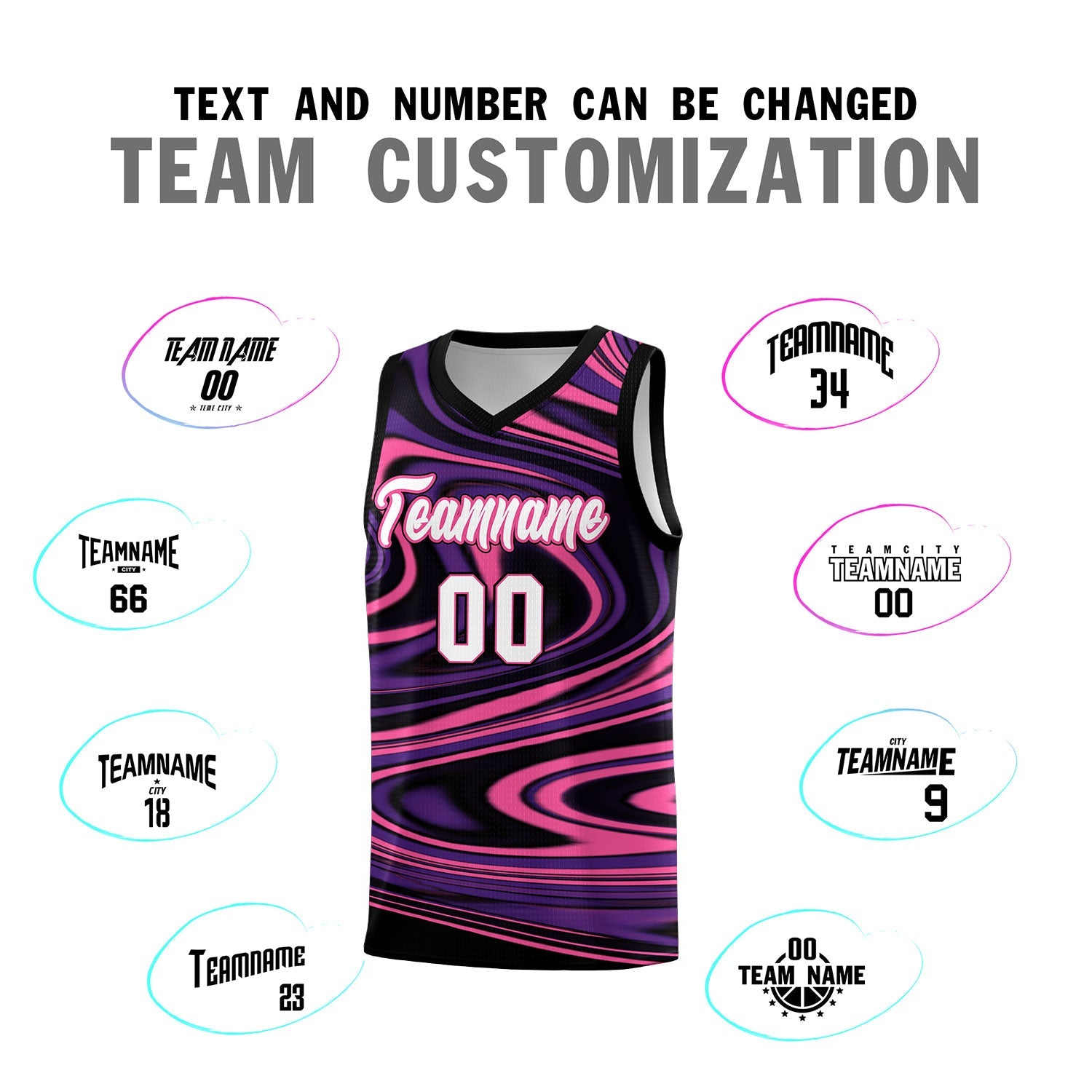 Custom Black Purple Graffiti Pattern Fluids Style Sports Uniform Basketball Jersey Sets