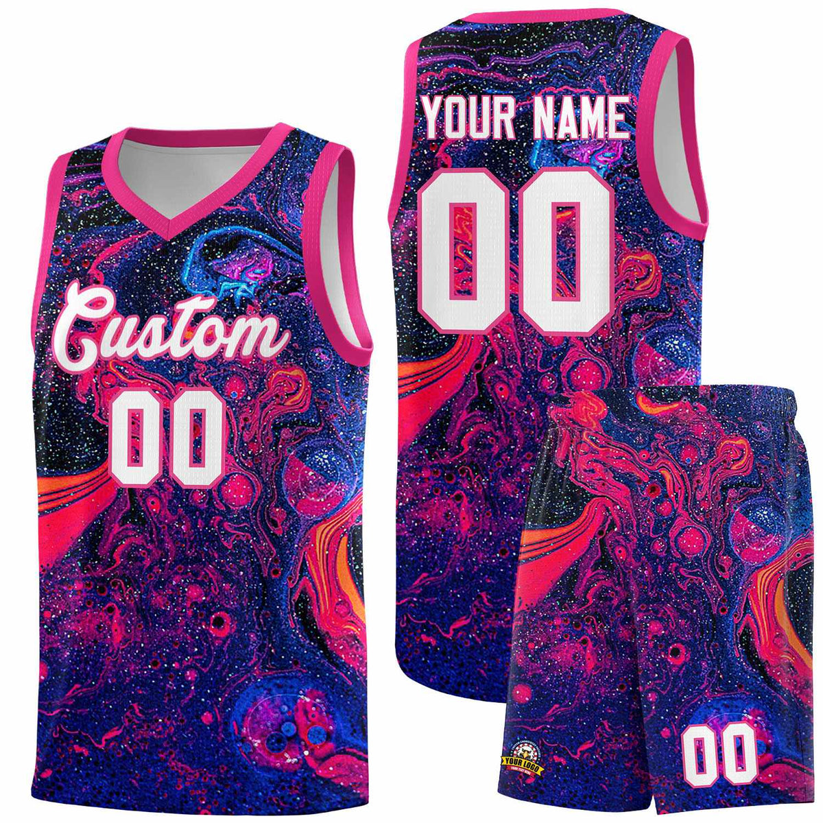 Custom Rose Red Fluid Painting Pattern Sports Uniform Basketball Jersey