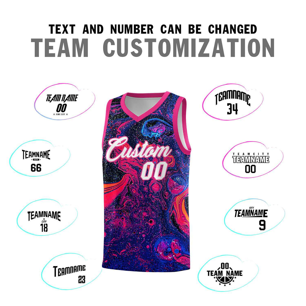 Custom Rose Red Fluid Painting Pattern Sports Uniform Basketball Jersey