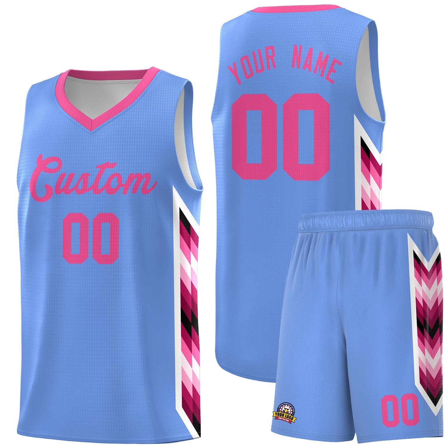 Custom Light Blue Mosaic Gradient Fashion Sports Uniform Basketball Jersey
