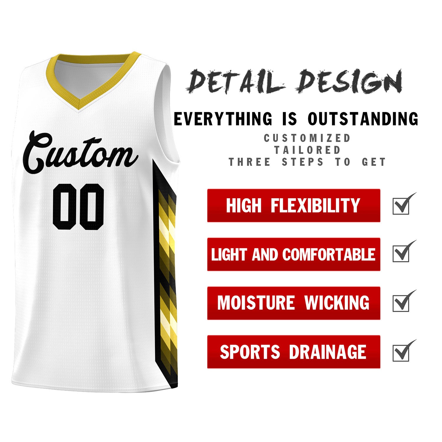 Custom White Mosaic Gradient Fashion Sports Uniform Basketball Jersey
