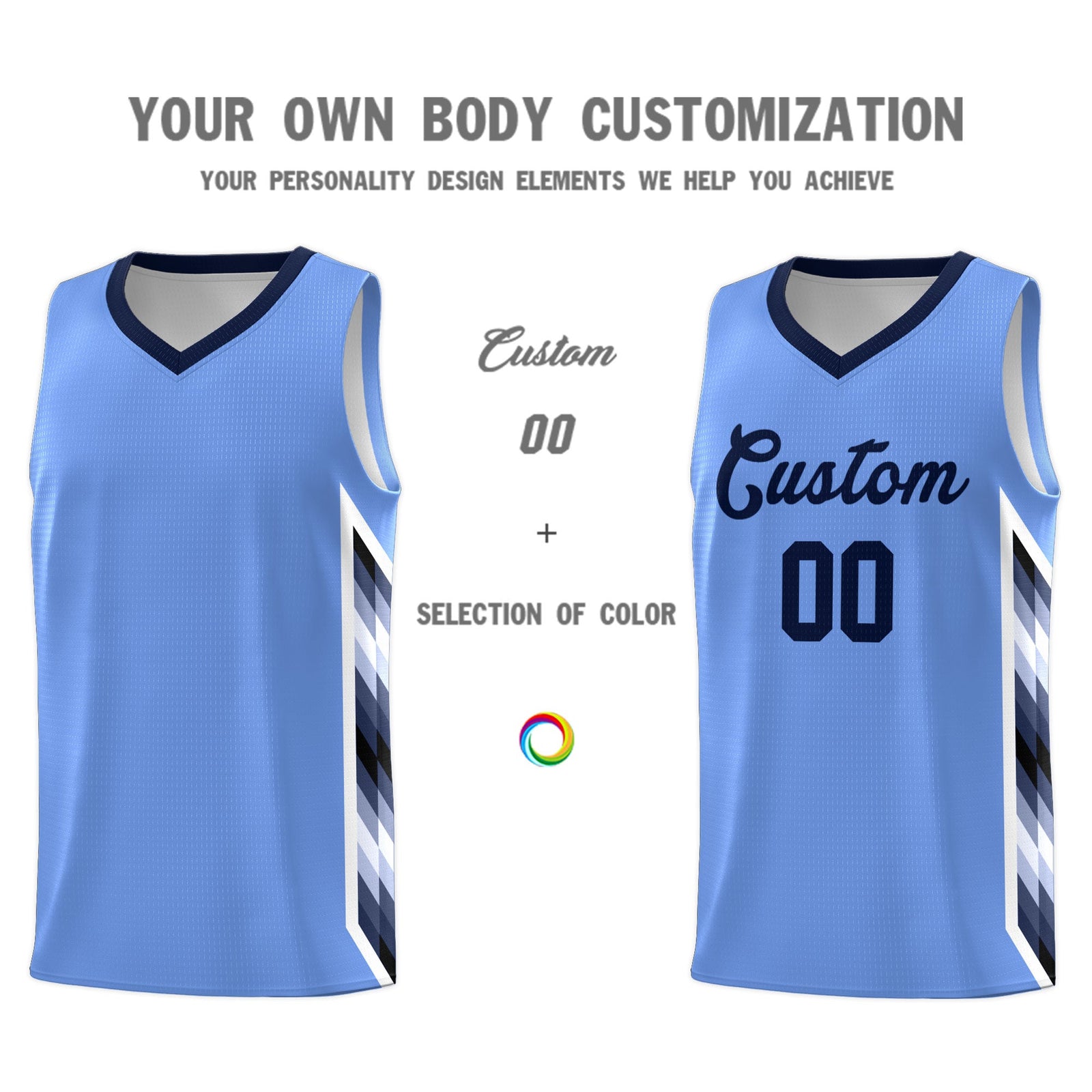Custom Light Blue Mosaic Gradient Fashion Sports Uniform Basketball Jersey