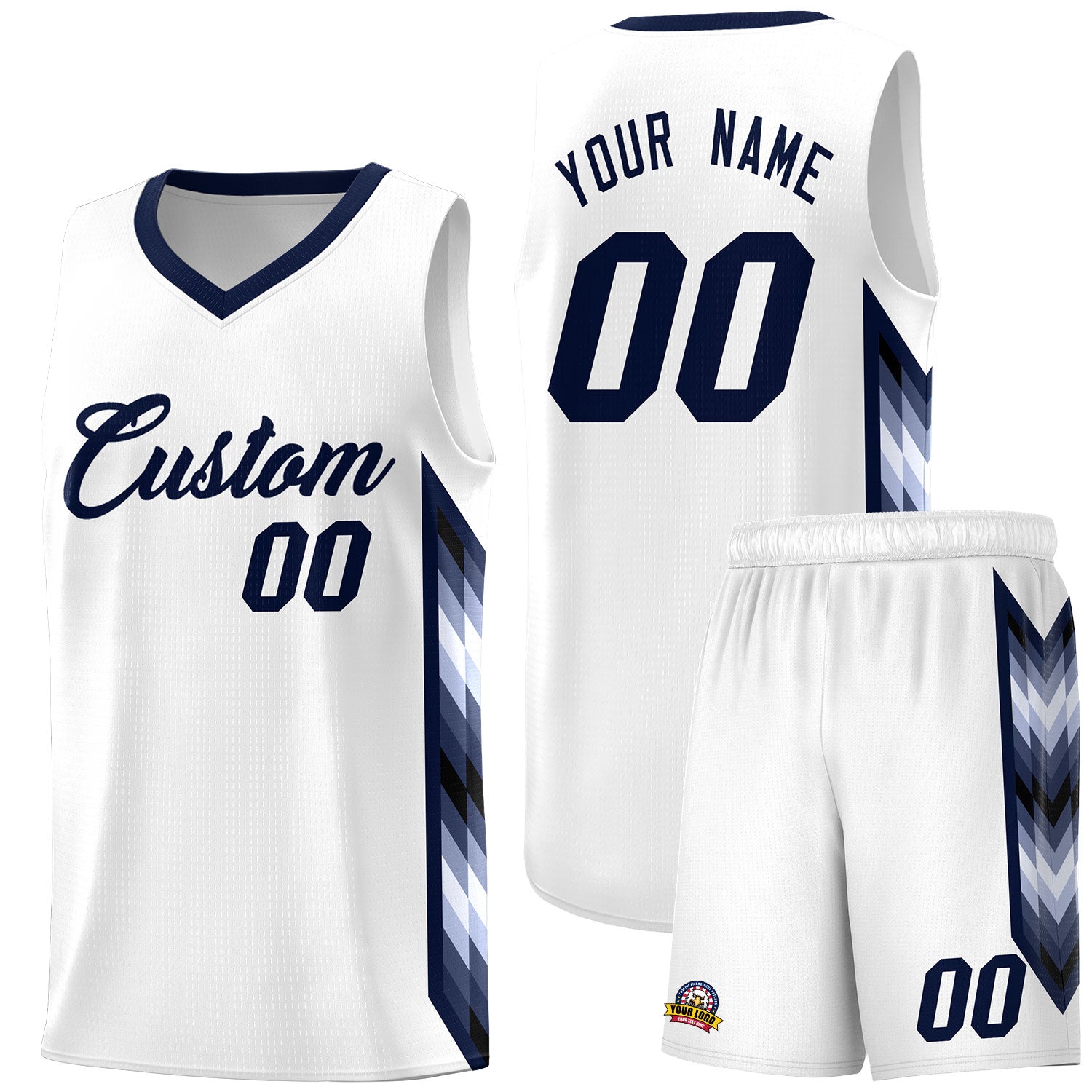 Custom White Mosaic Gradient Fashion Sports Uniform Basketball Jersey