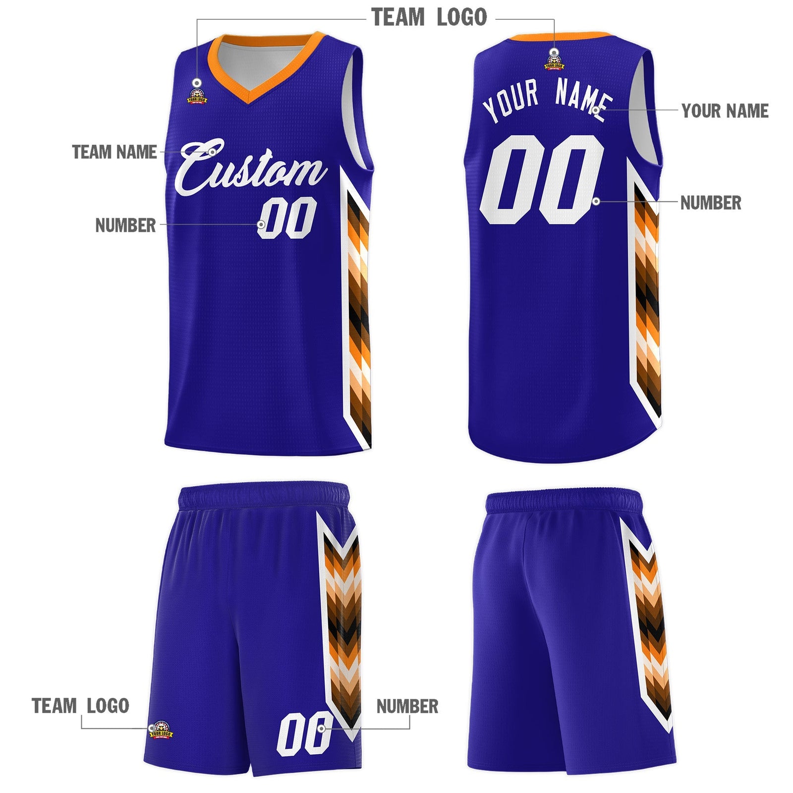 Custom Royal Mosaic Gradient Fashion Sports Uniform Basketball Jersey