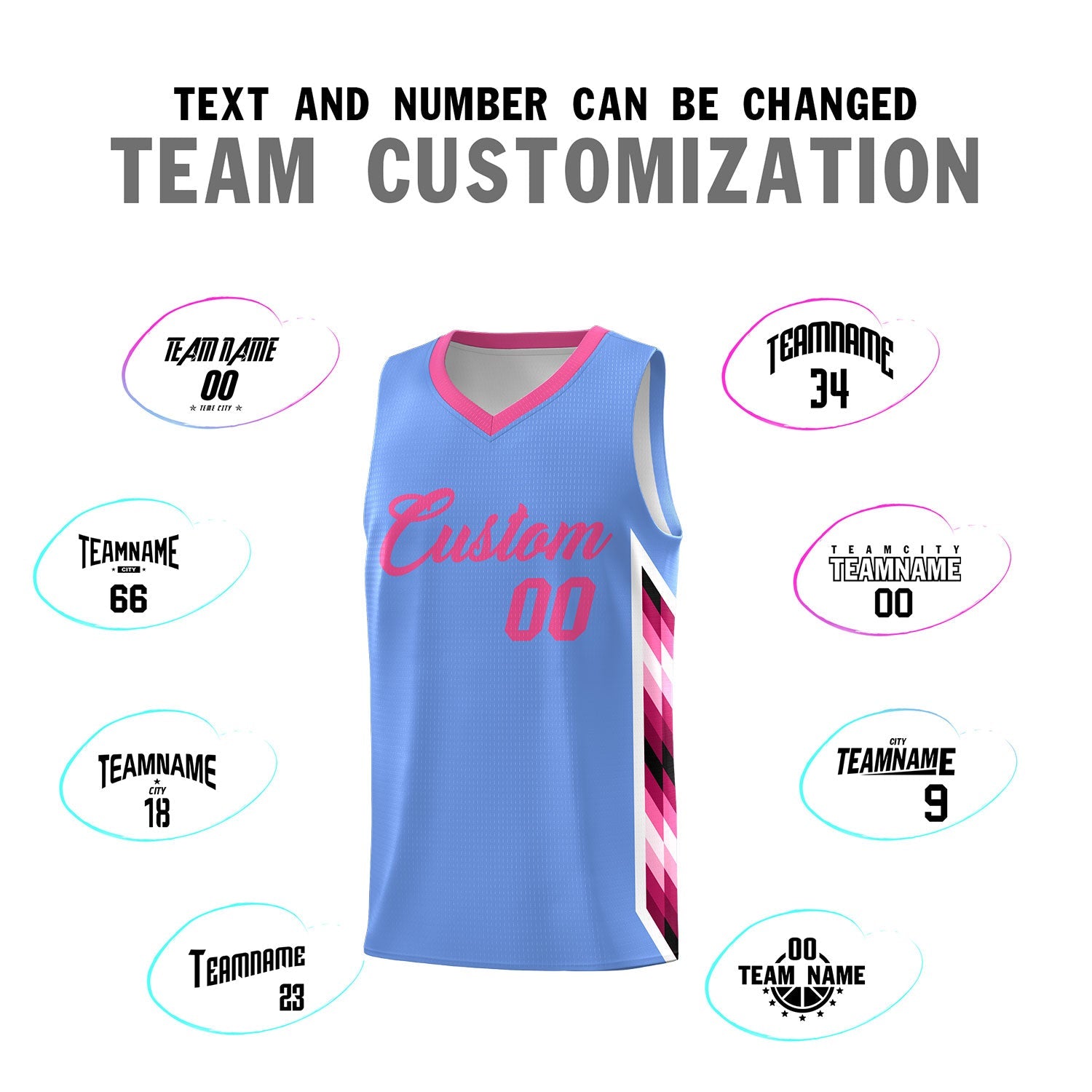Custom Light Blue Mosaic Gradient Fashion Sports Uniform Basketball Jersey