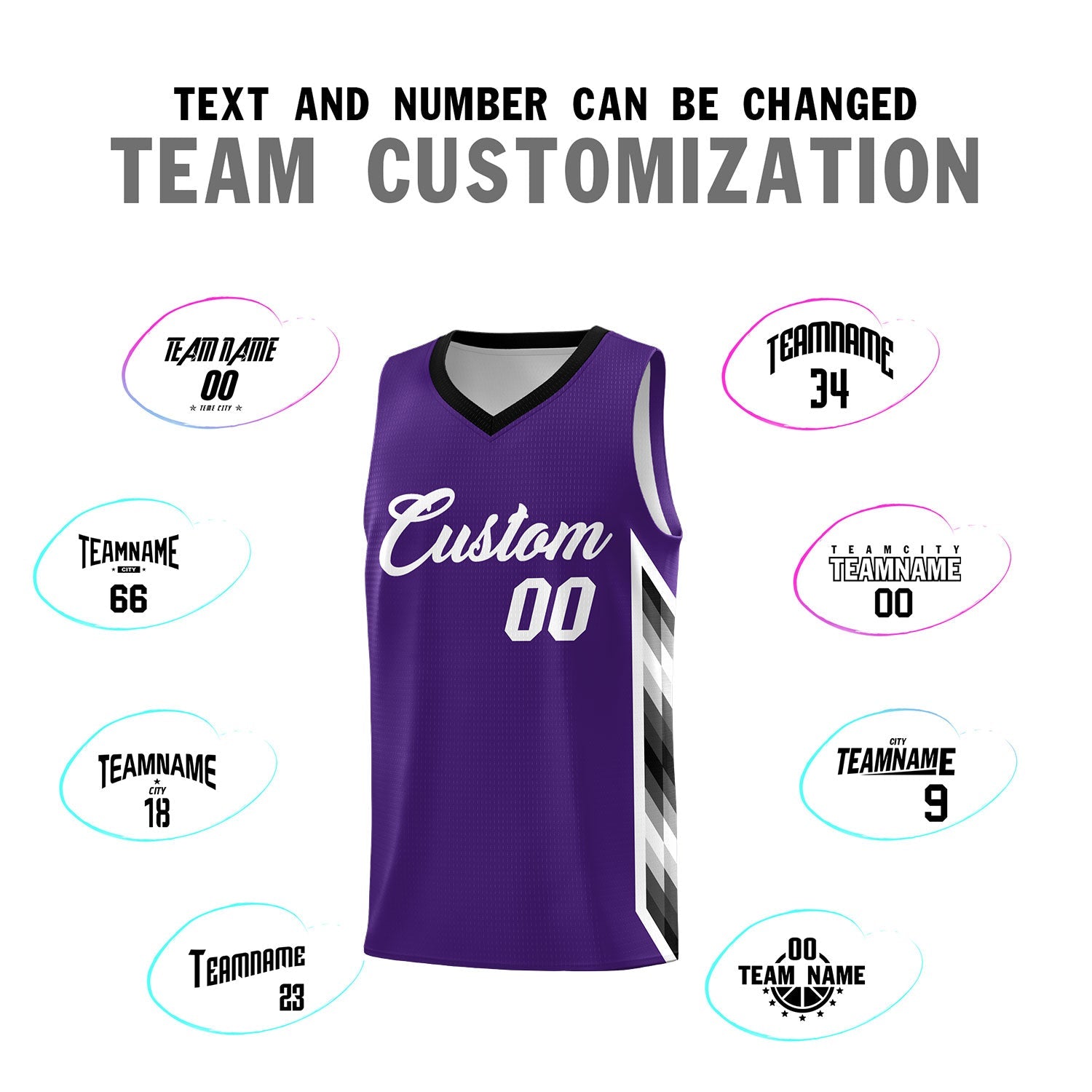 Custom Purple Mosaic Gradient Fashion Sports Uniform Basketball Jersey
