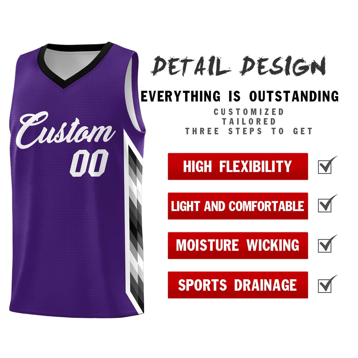 Custom Purple Mosaic Gradient Fashion Sports Uniform Basketball Jersey