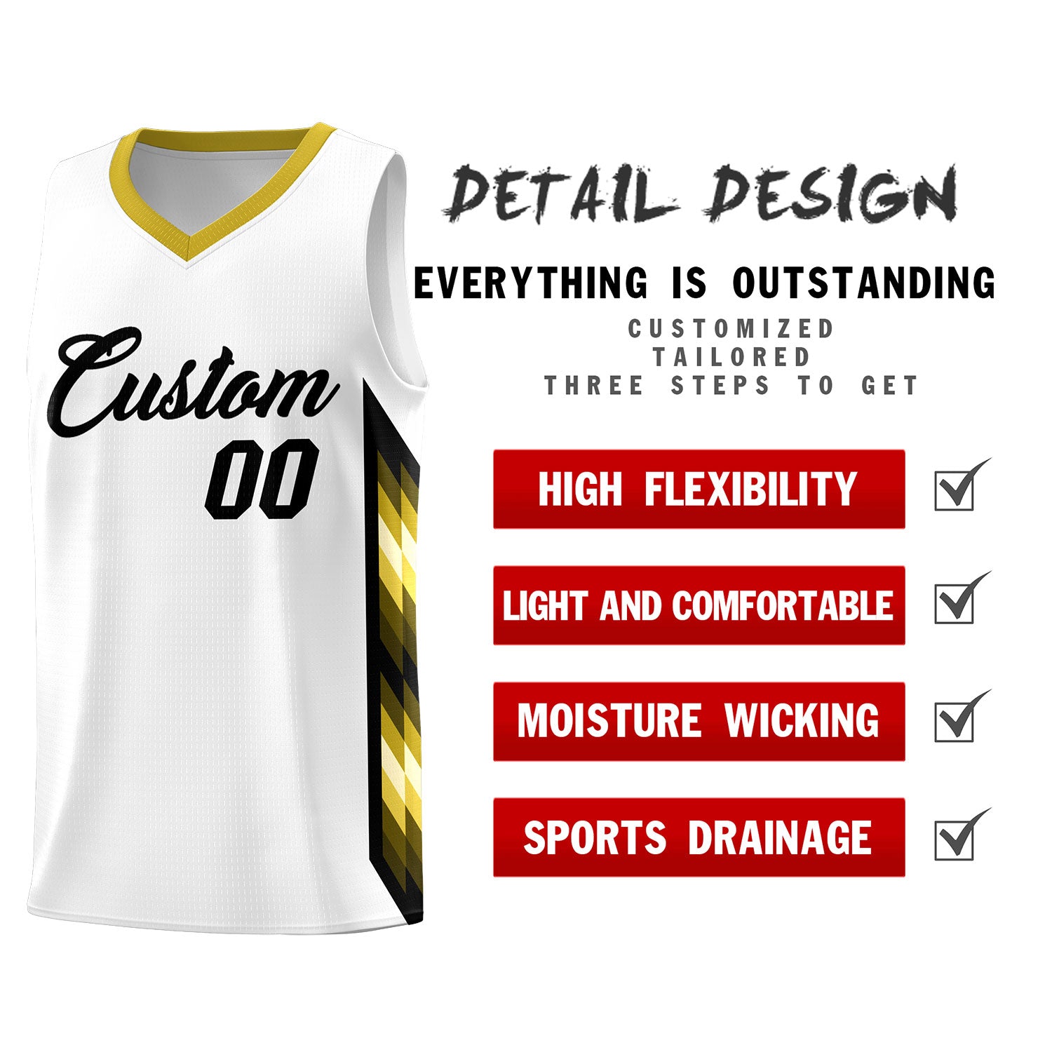 Custom White Mosaic Gradient Fashion Sports Uniform Basketball Jersey