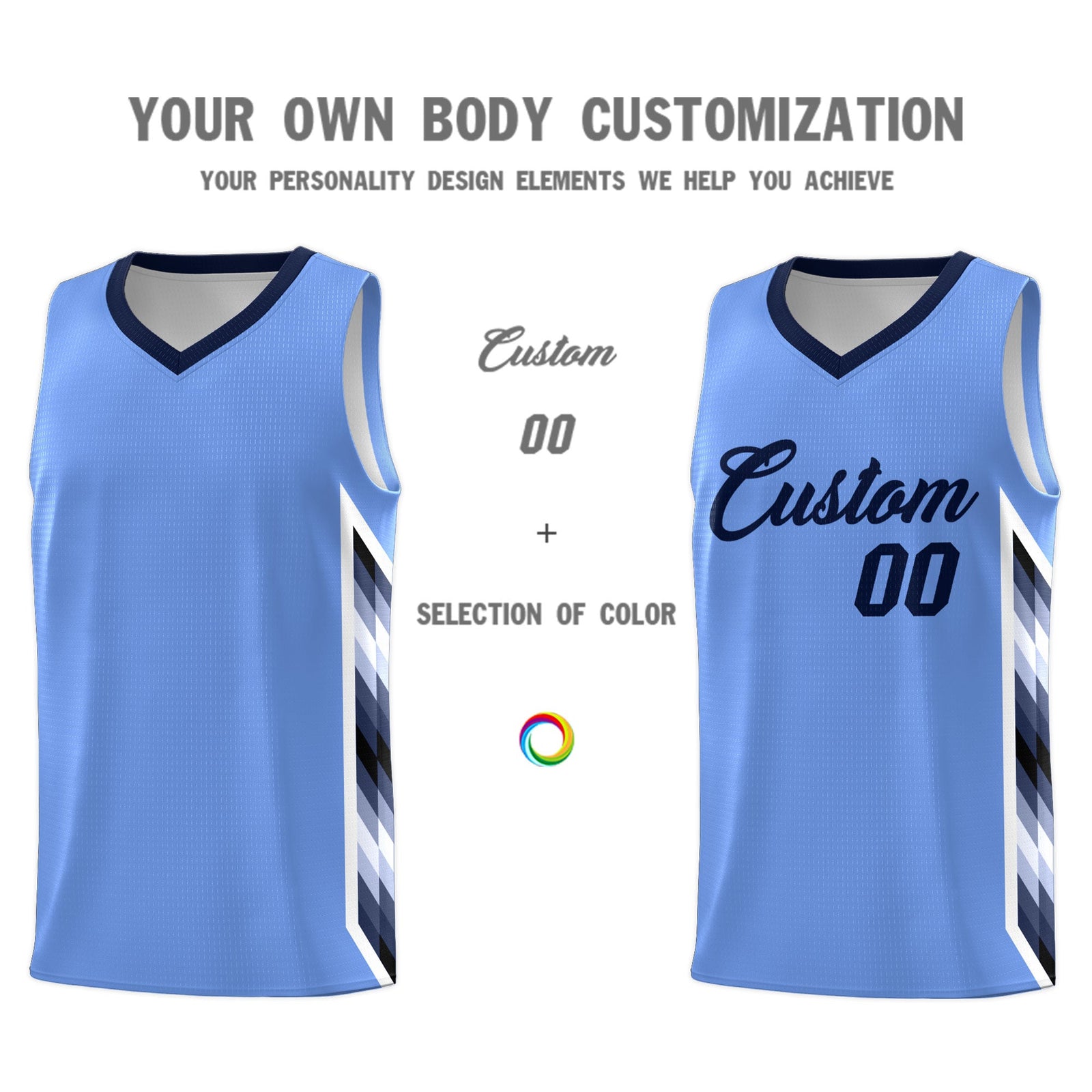Custom Light Blue Mosaic Gradient Fashion Sports Uniform Basketball Jersey