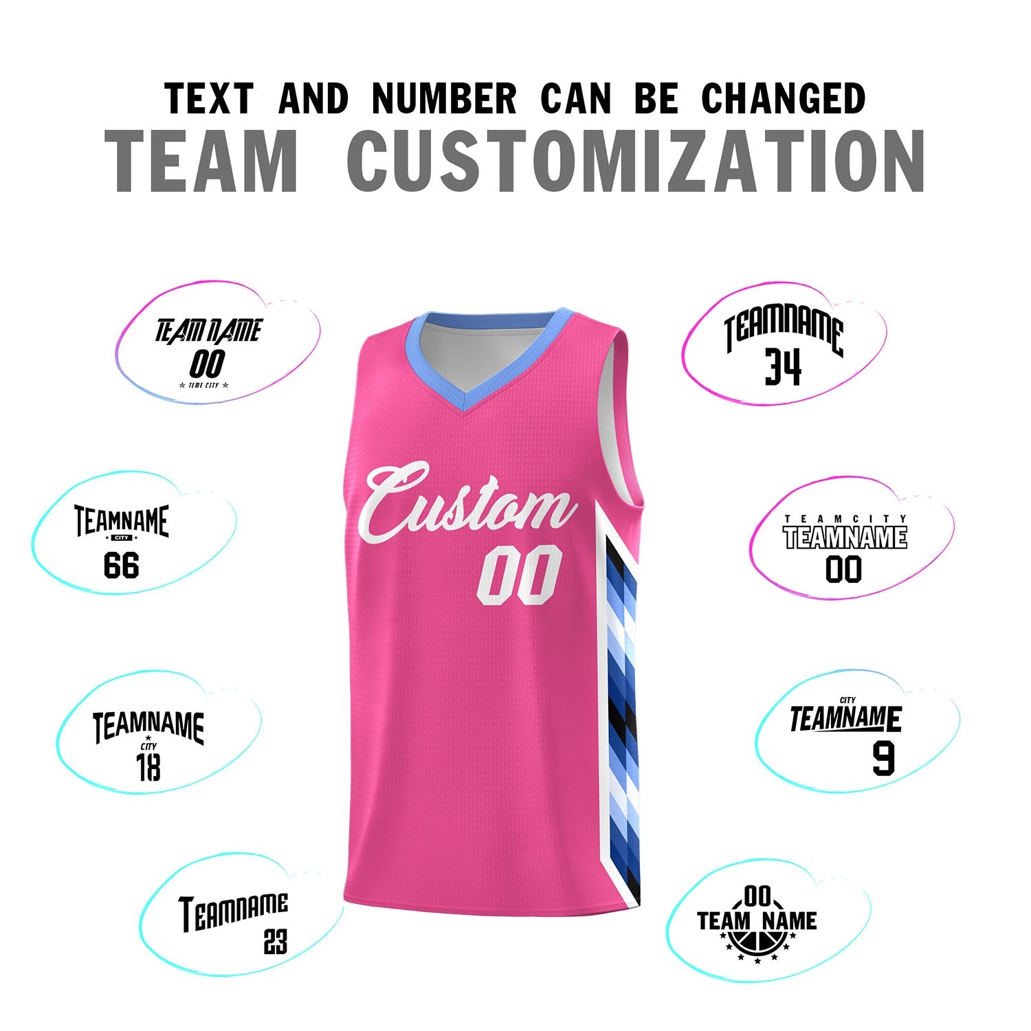 Custom Pink Mosaic Gradient Fashion Sports Uniform Basketball Jersey