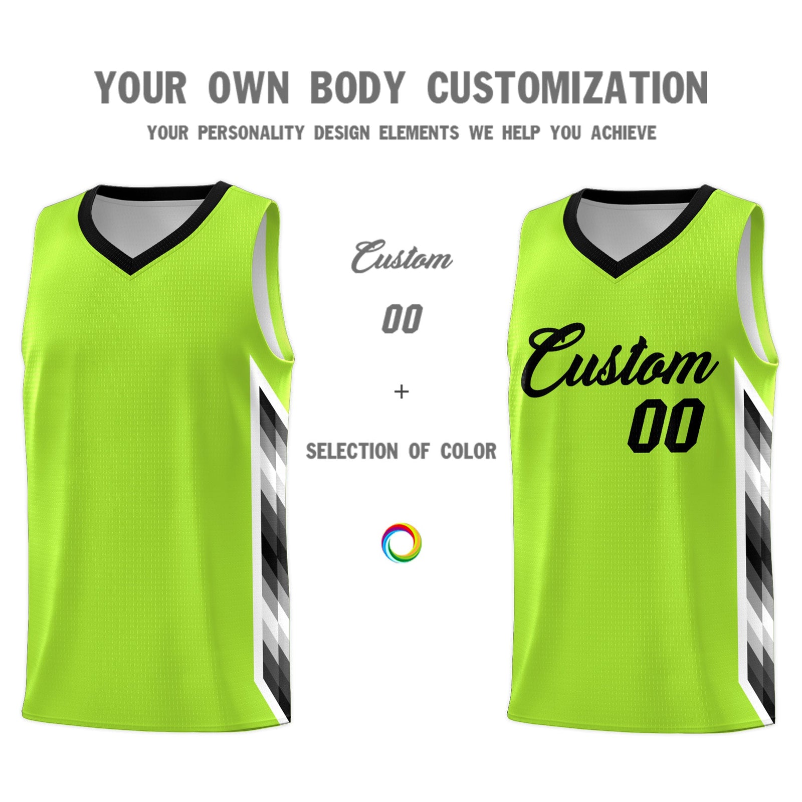 Custom Neon Green Mosaic Gradient Fashion Sports Uniform Basketball Jersey